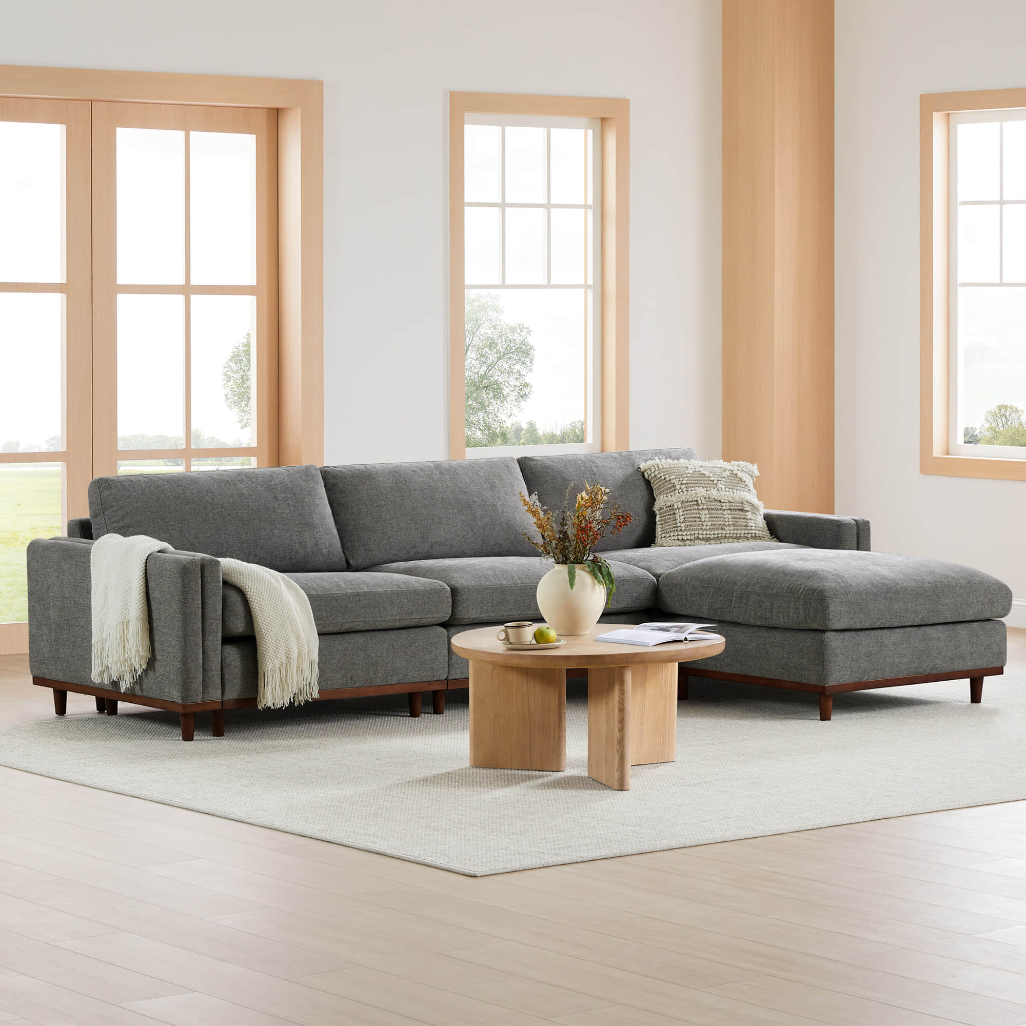 Liam 4-Piece Overstuffed Feather Wood Base Sectional Sofa - Image 46