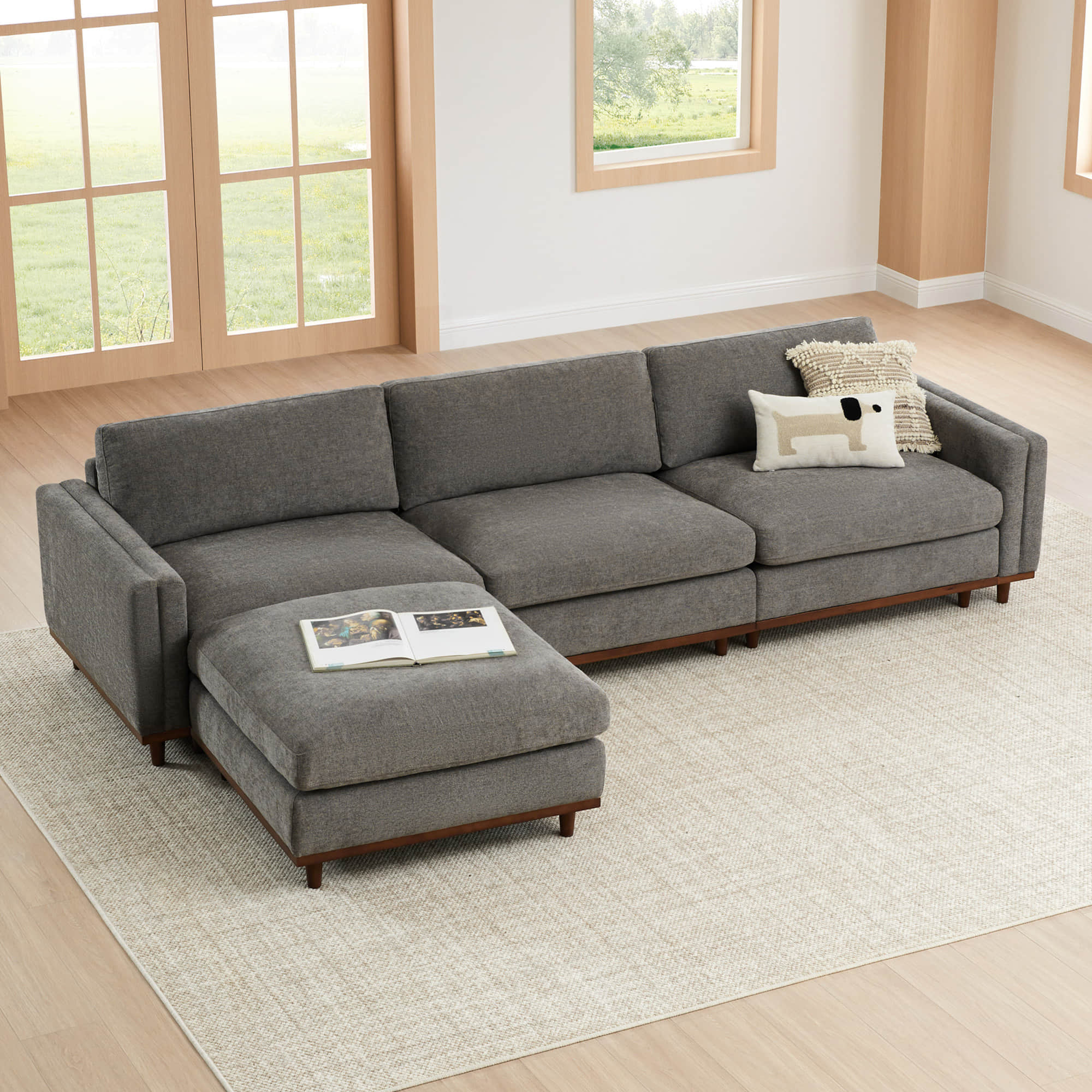 Liam 4-Piece Overstuffed Feather Wood Base Sectional Sofa - Image 48