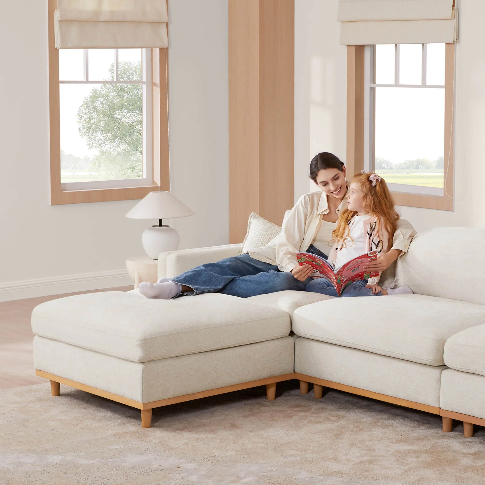 Liam 4-Piece Overstuffed Feather Wood Base Sectional Sofa - Image 6