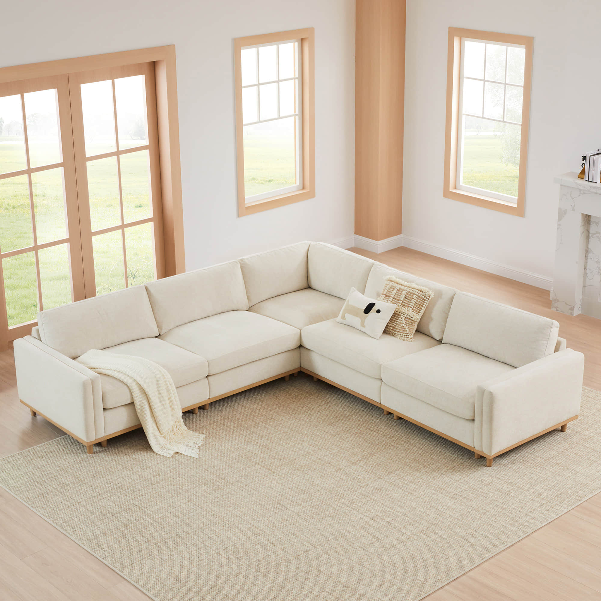 Liam 5-Piece Overstuffed Feather Wood Base Sectional Sofa - Image 19