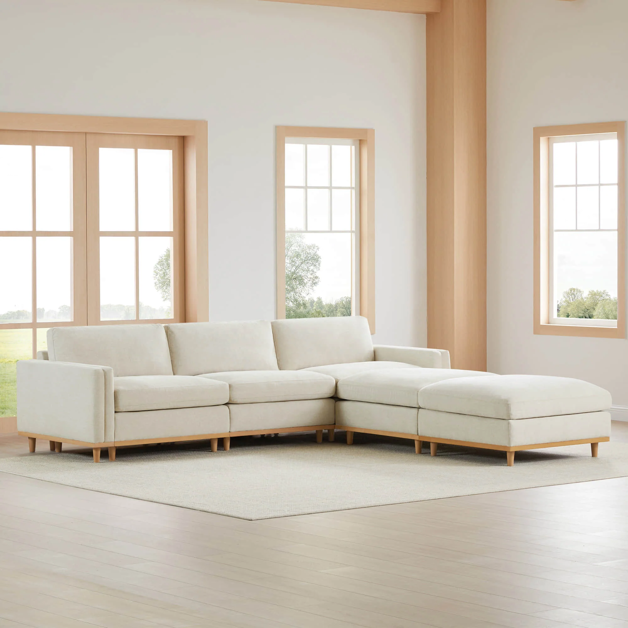Liam 5-Piece Overstuffed Feather Wood Base Sectional Sofa - Image 5