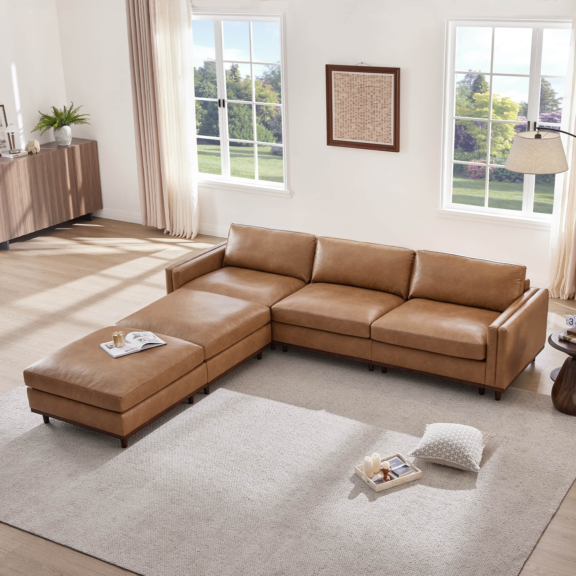 Liam 5-Piece Overstuffed Feather Wood Base Sectional Sofa - Image 84