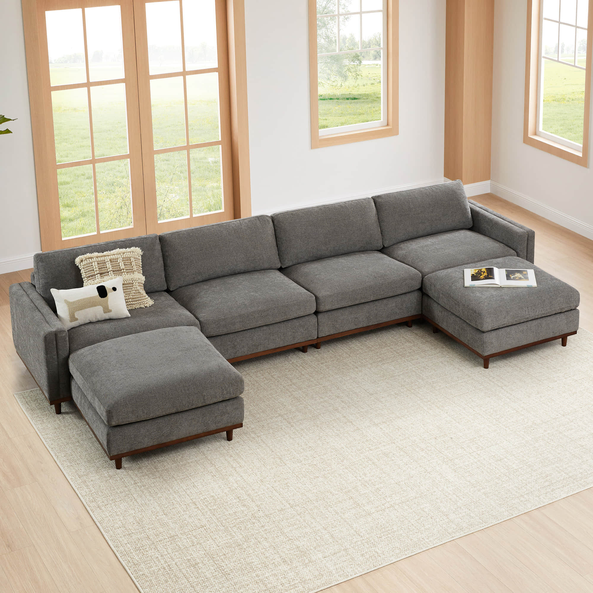 Liam 6-Piece Overstuffed Feather Wood Base Sectional Sofa - Image 31