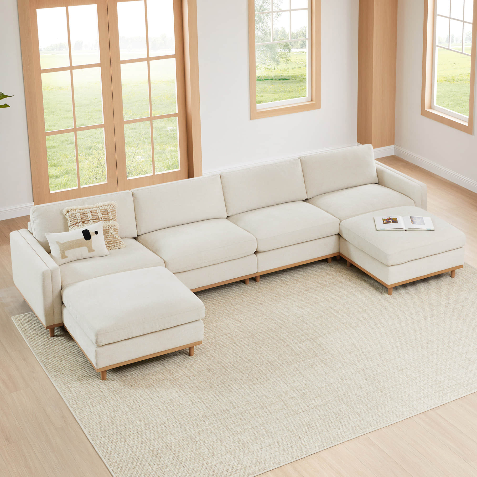 Liam 6-Piece Overstuffed Feather Wood Base Sectional Sofa - Image 4