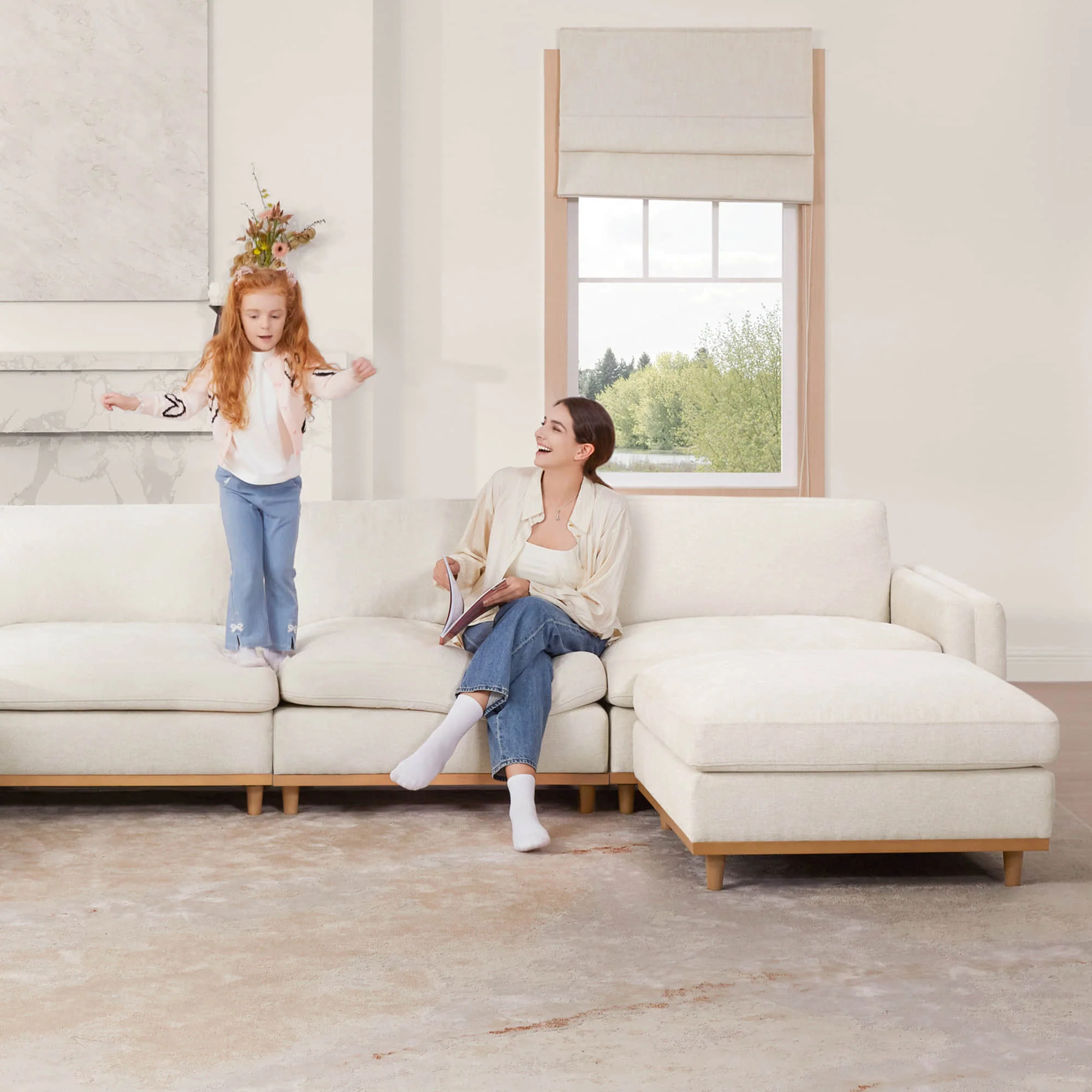 Liam 6-Piece Overstuffed Feather Wood Base Sectional Sofa - Image 6