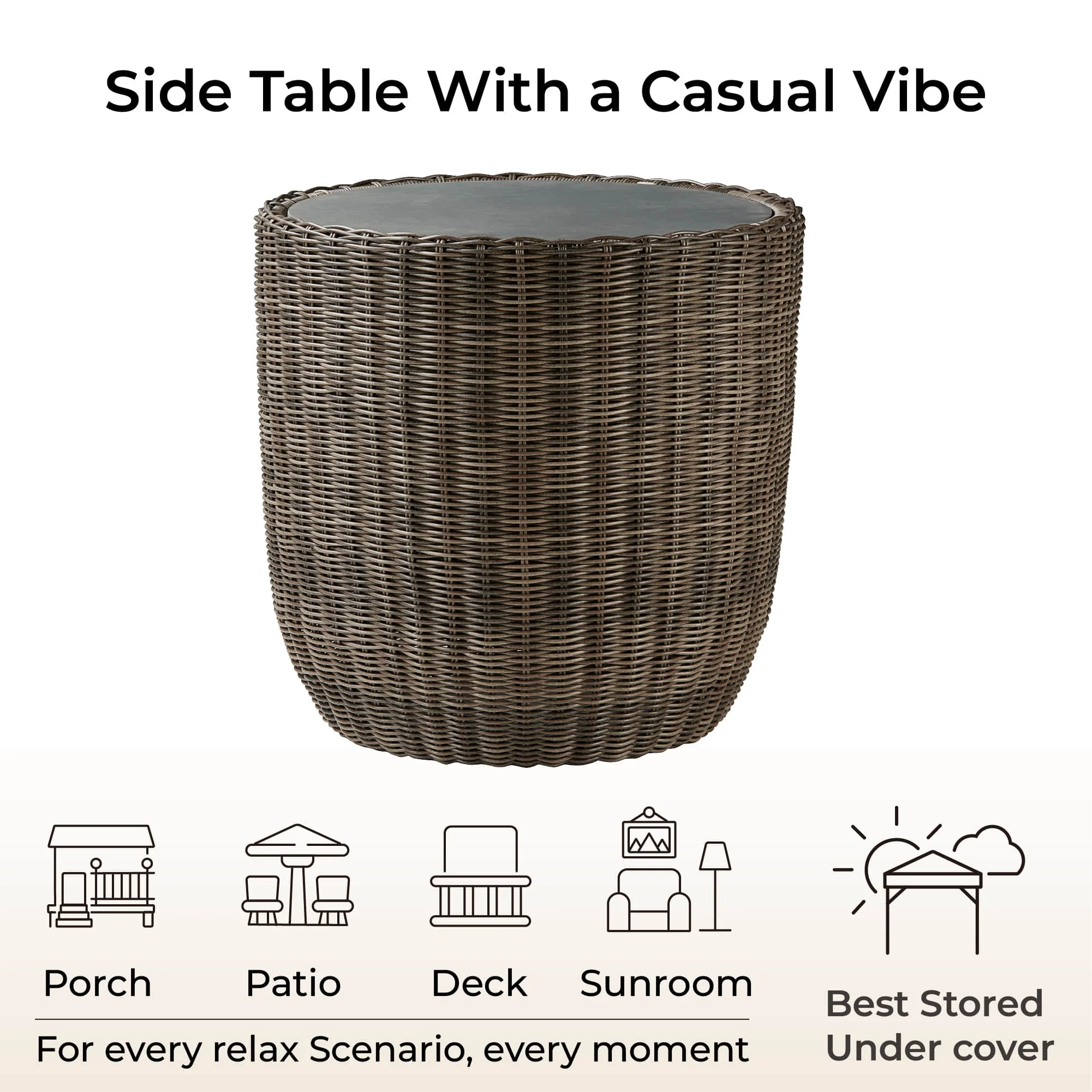Liana Rattan Outdoor Side Table - Image 3