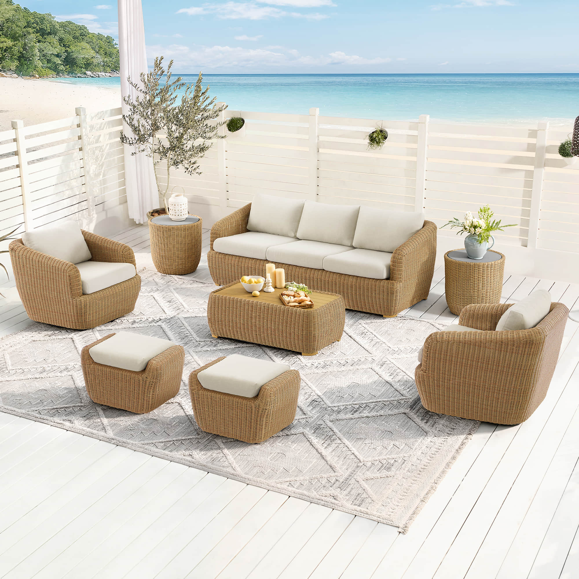 Liana Wicker Outdoor  5 Seats Sofa Set - Image 3