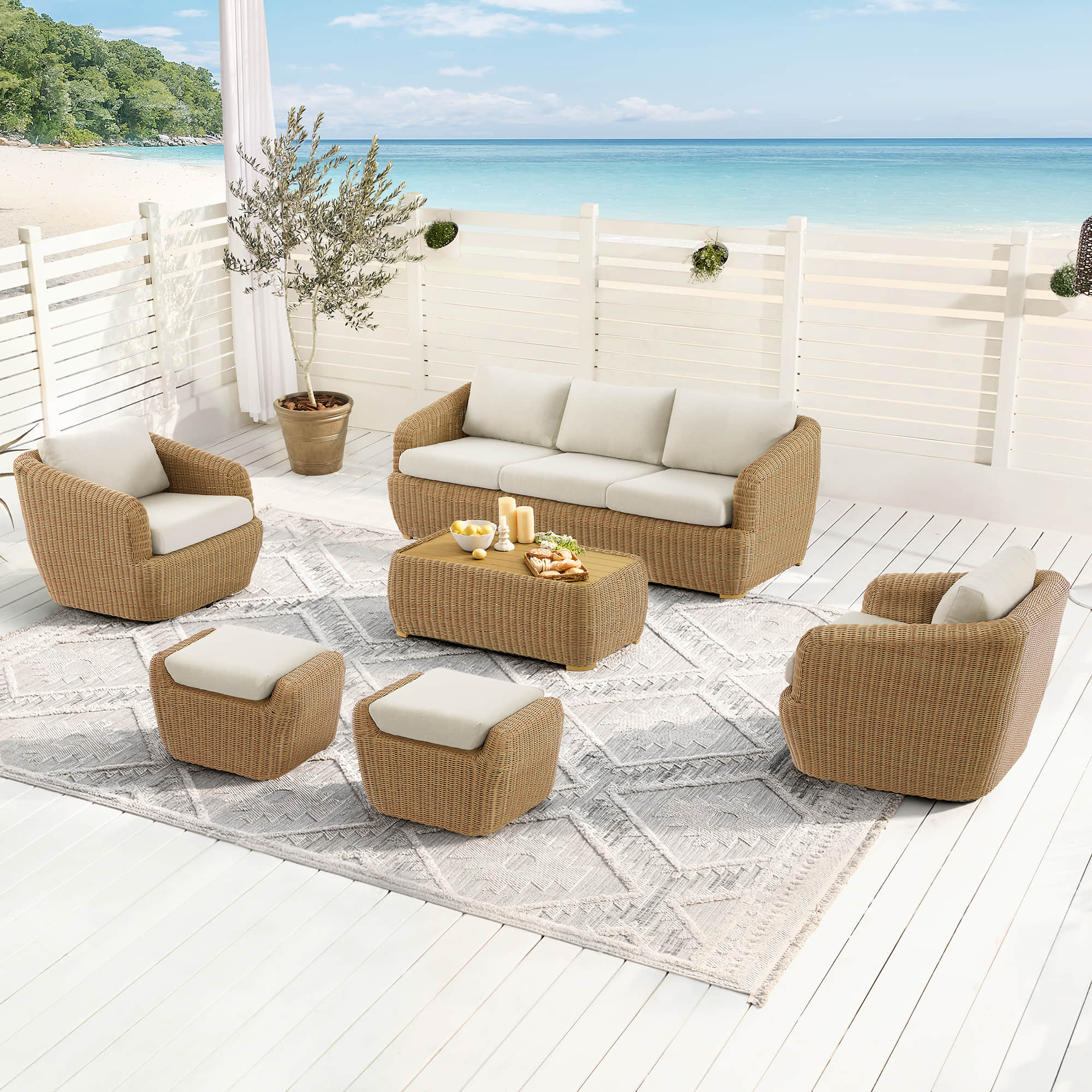 Liana Wicker Outdoor  5 Seats Sofa Set - Image 4
