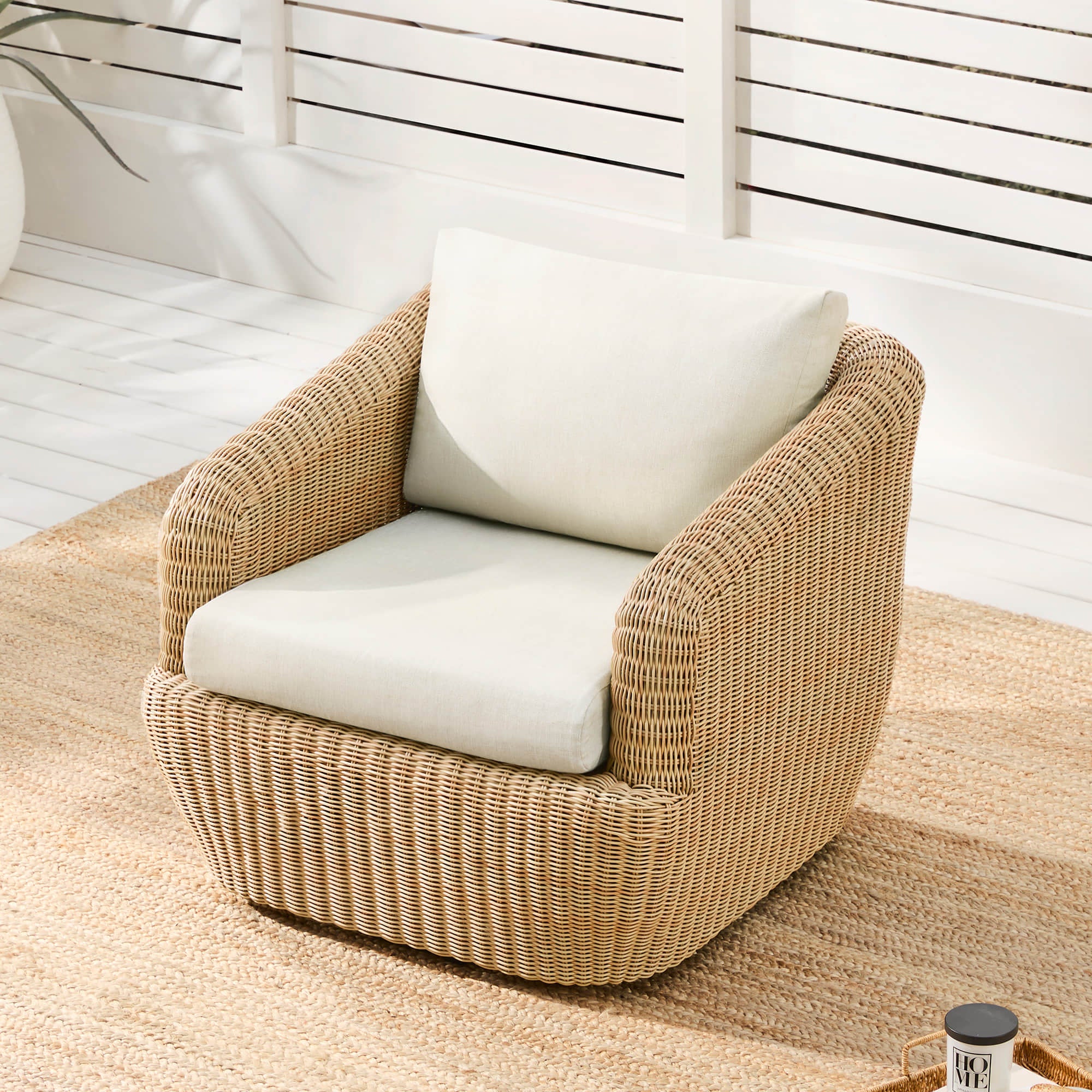 Liana Wicker Outdoor Swivel Accent Chair - Image 13