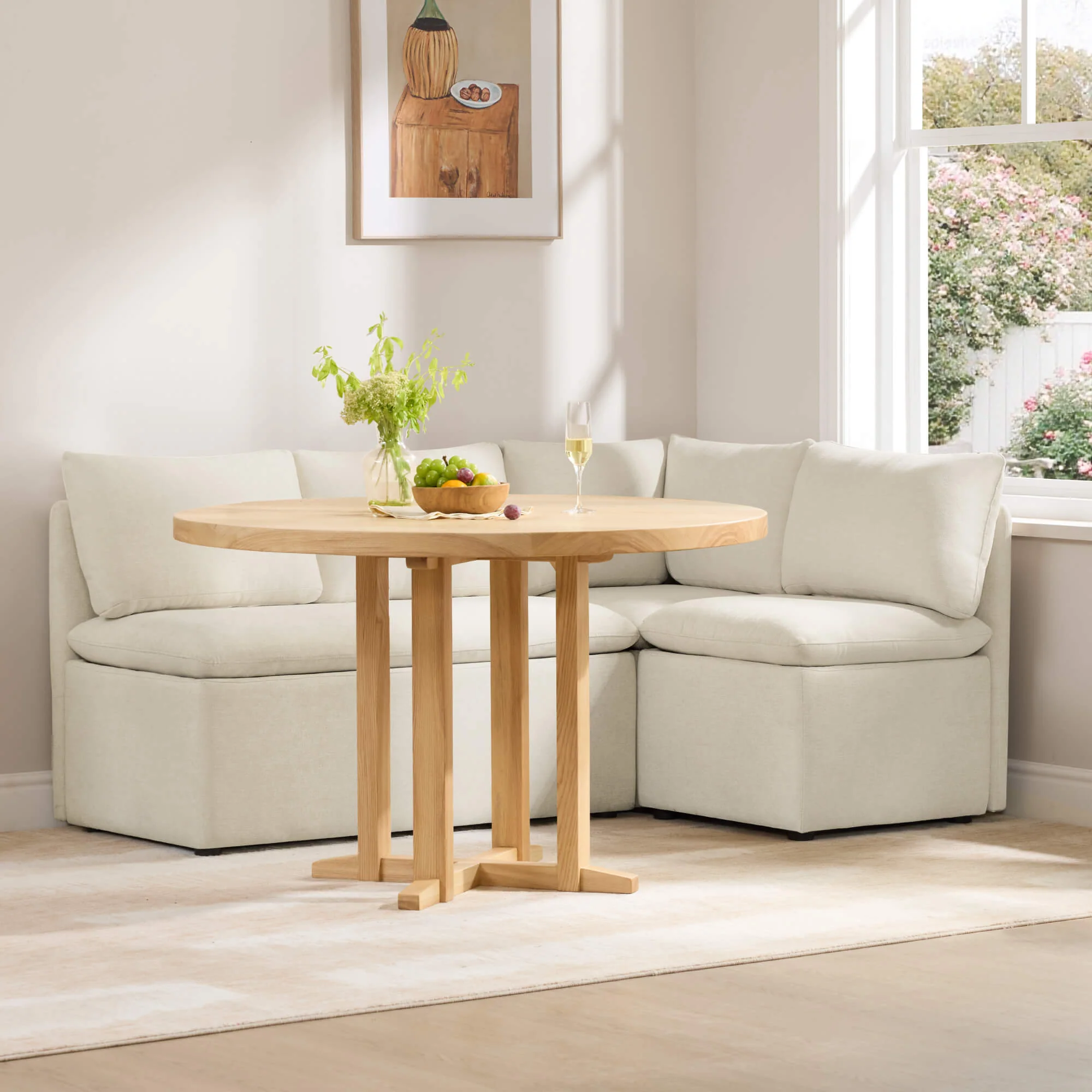 Lila L-Shaped Minimalist Dining Banquette with Storage - Image 10