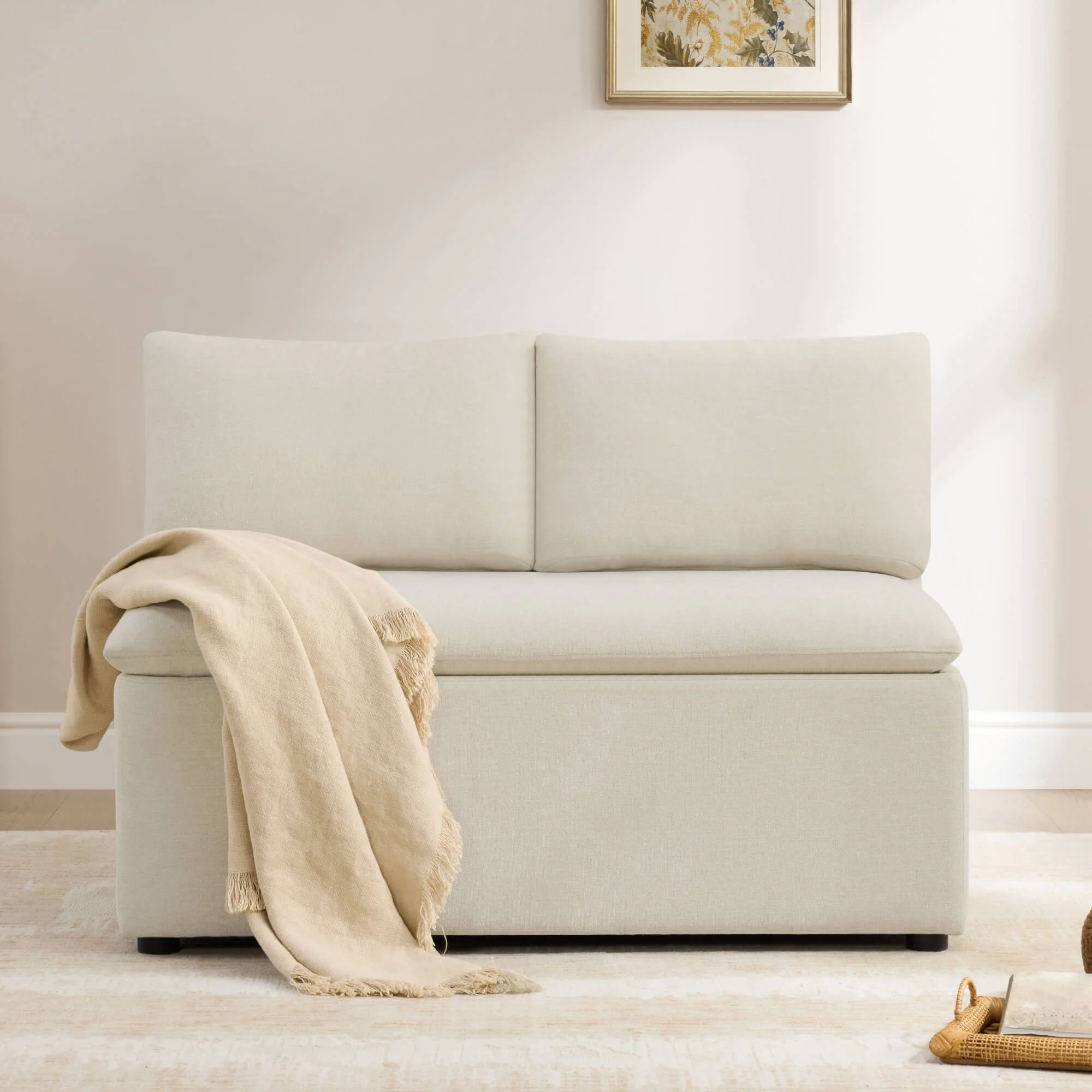 Lila Minimalist Built-in Storage Dining Banquette Bench - Image 12