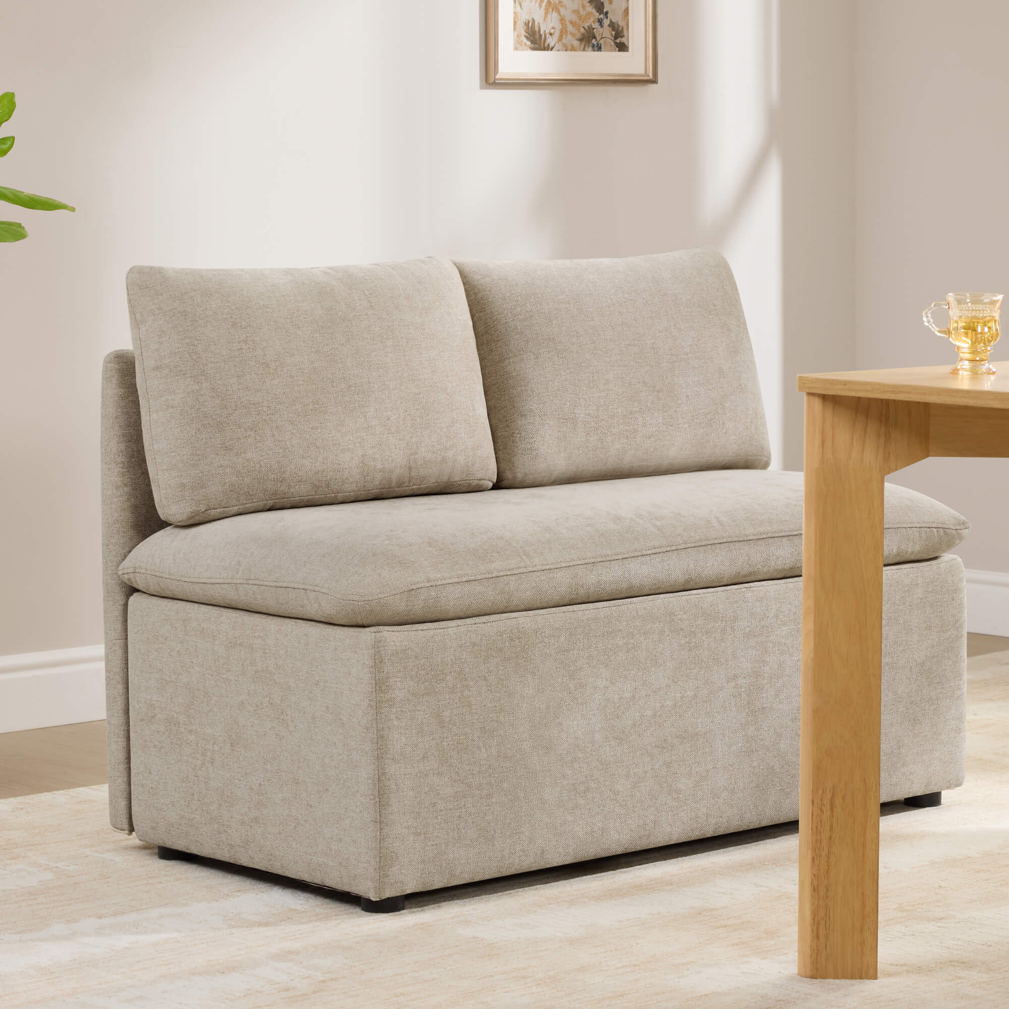 Lila Minimalist Built-in Storage Dining Banquette Bench - Image 3