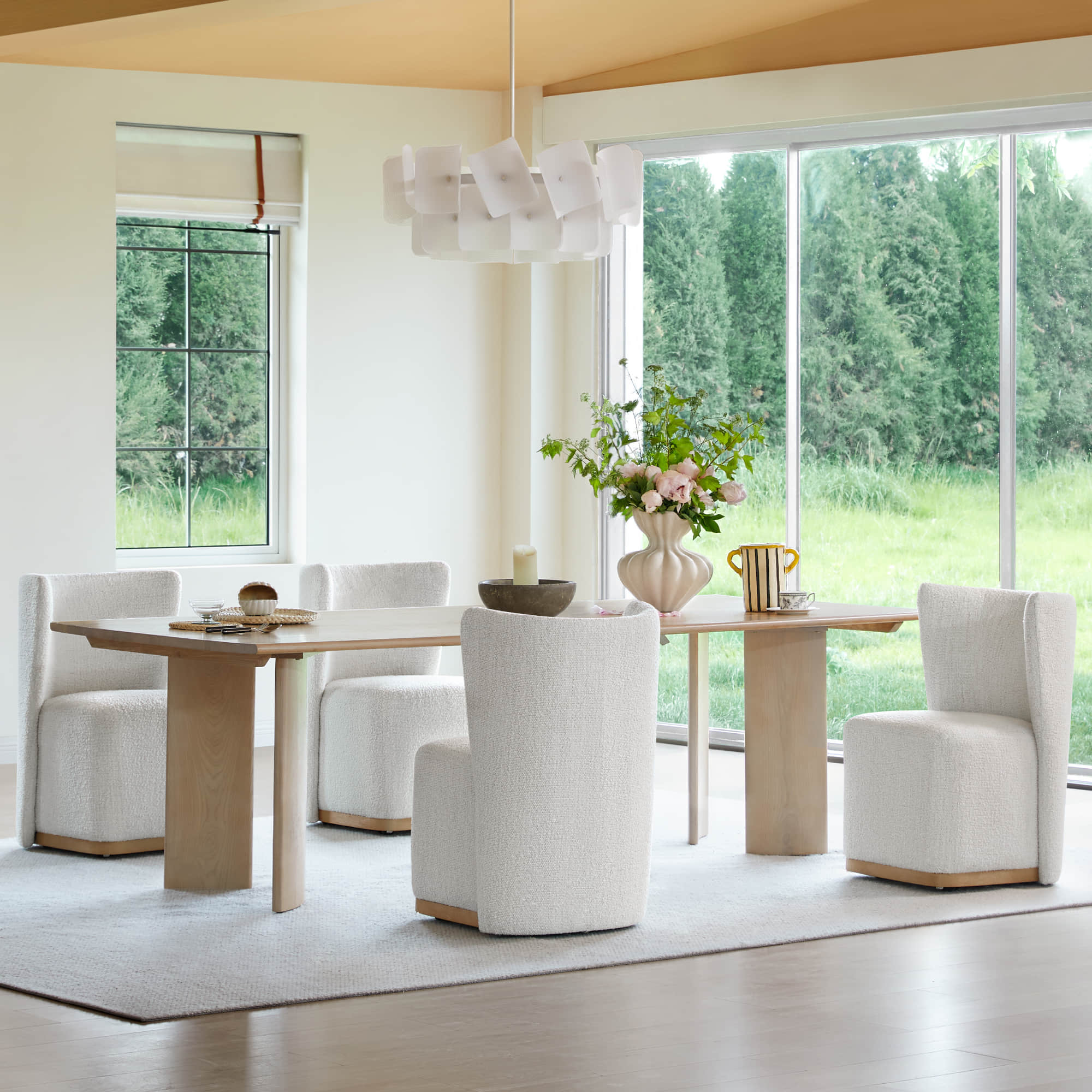 Lilibet Wingback Rolling Dining Chair With Casters - Image 3