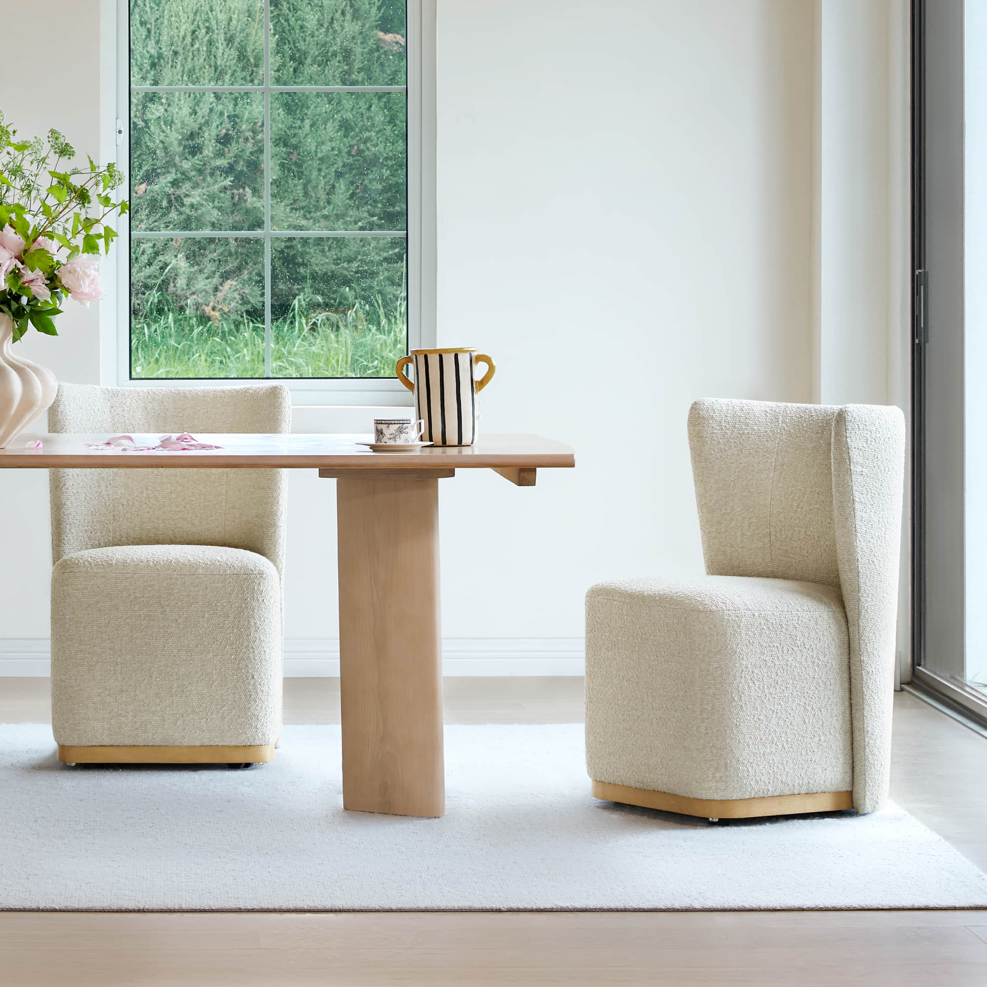 Lilibet Wingback Rolling Dining Chair With Casters - Image 6