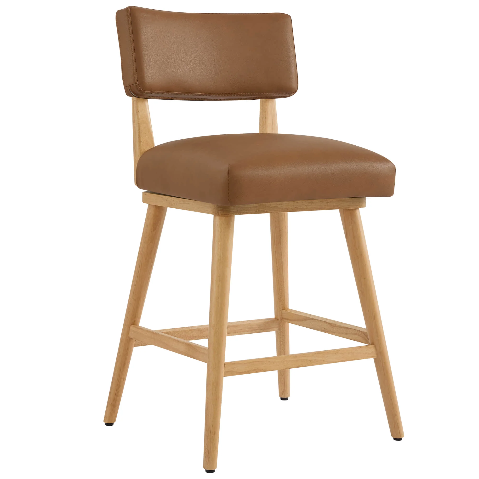 Lovy Modern Wood Base Swivel Bar Stool (Set of 2） - Image 13