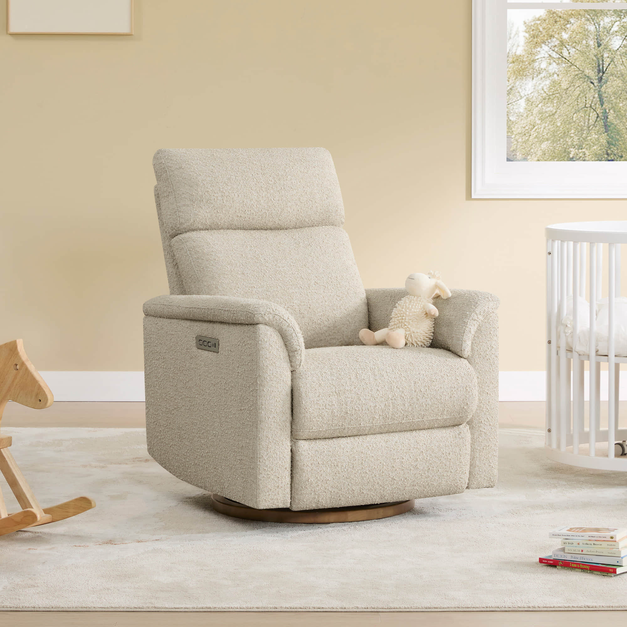 Lulla Power Swivel Nursery Glider Recliner with Power Headrest and Nightlight - Image 31