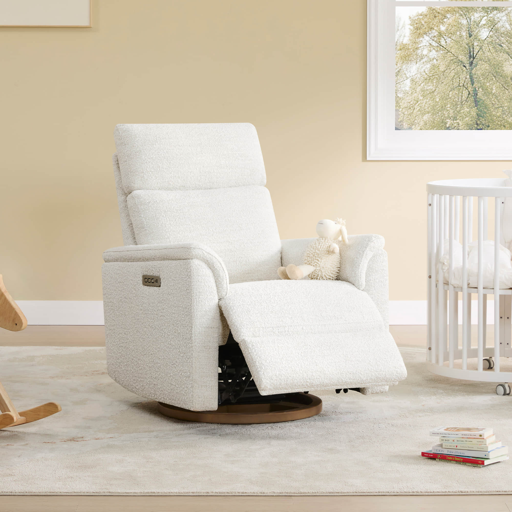 Lulla Power Swivel Nursery Glider Recliner with Power Headrest and Nightlight - Image 34
