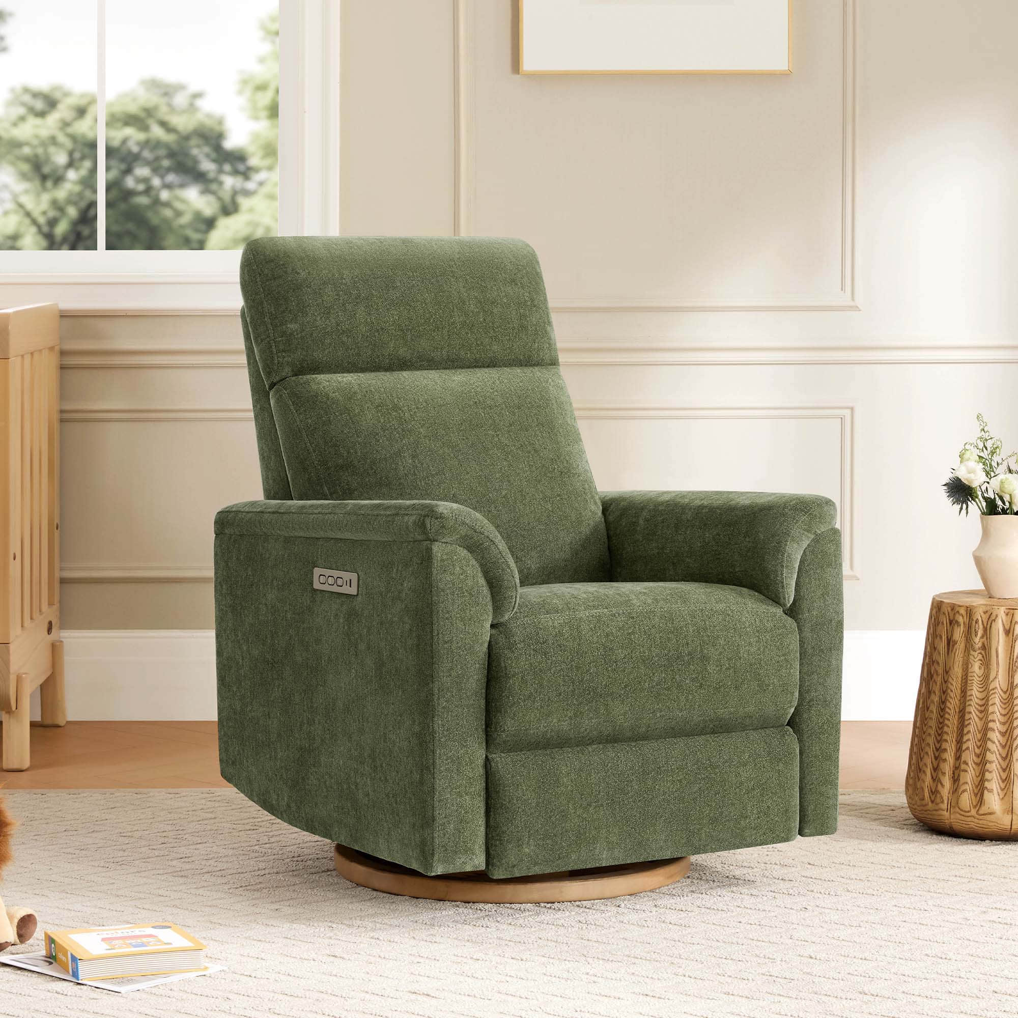Lulla Power Swivel Nursery Glider Recliner with Power Headrest and Nightlight - Image 51