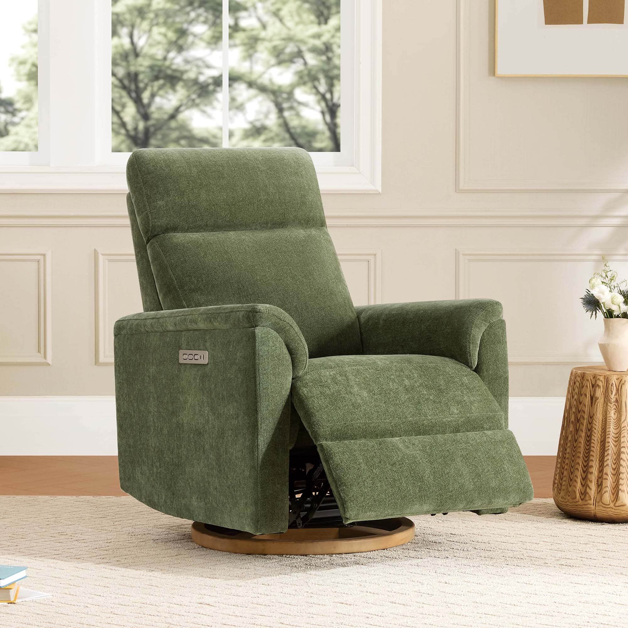Lulla Power Swivel Nursery Glider Recliner with Power Headrest and Nightlight - Image 52