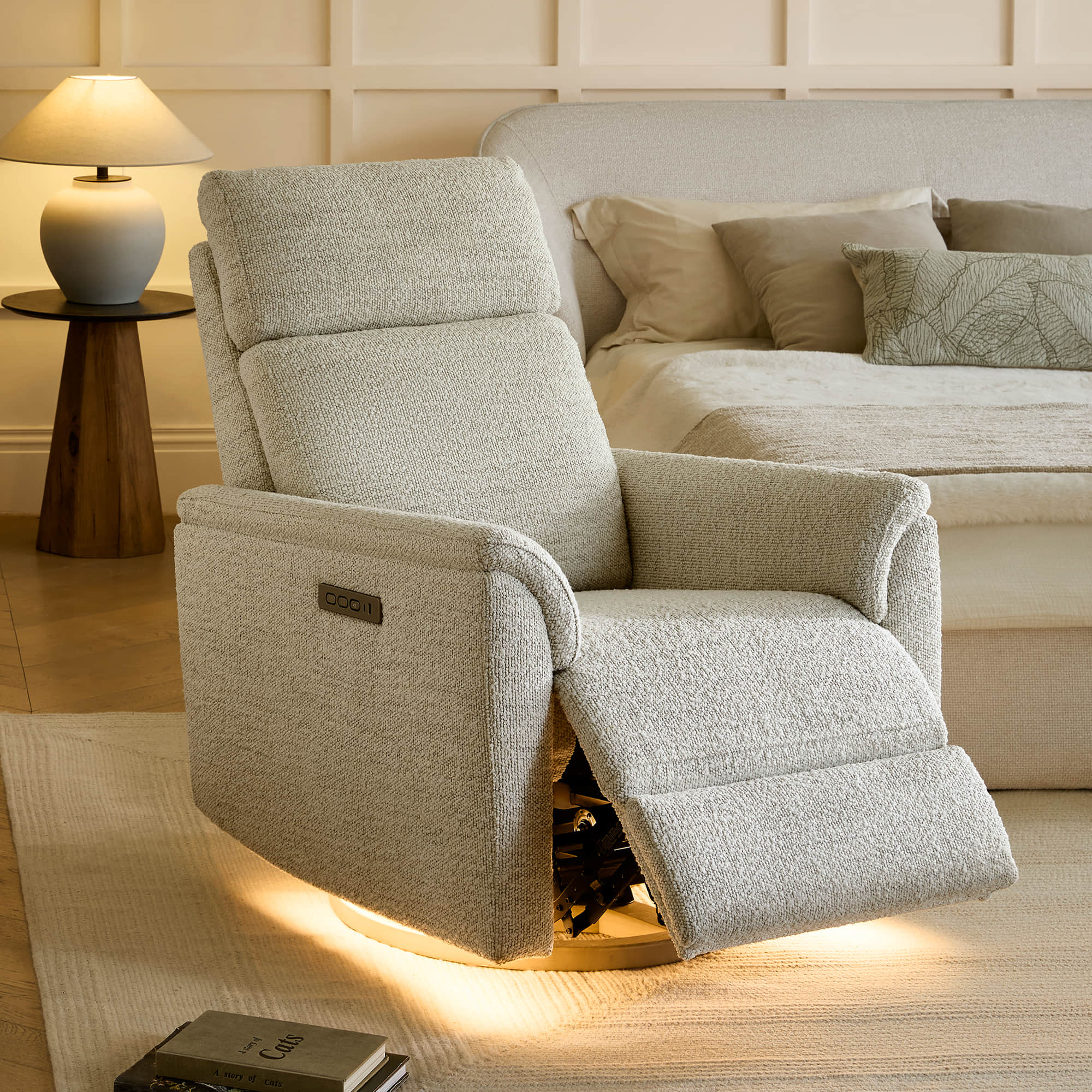 Lulla Power Swivel Nursery Glider Recliner with Power Headrest and Nightlight - Image 57