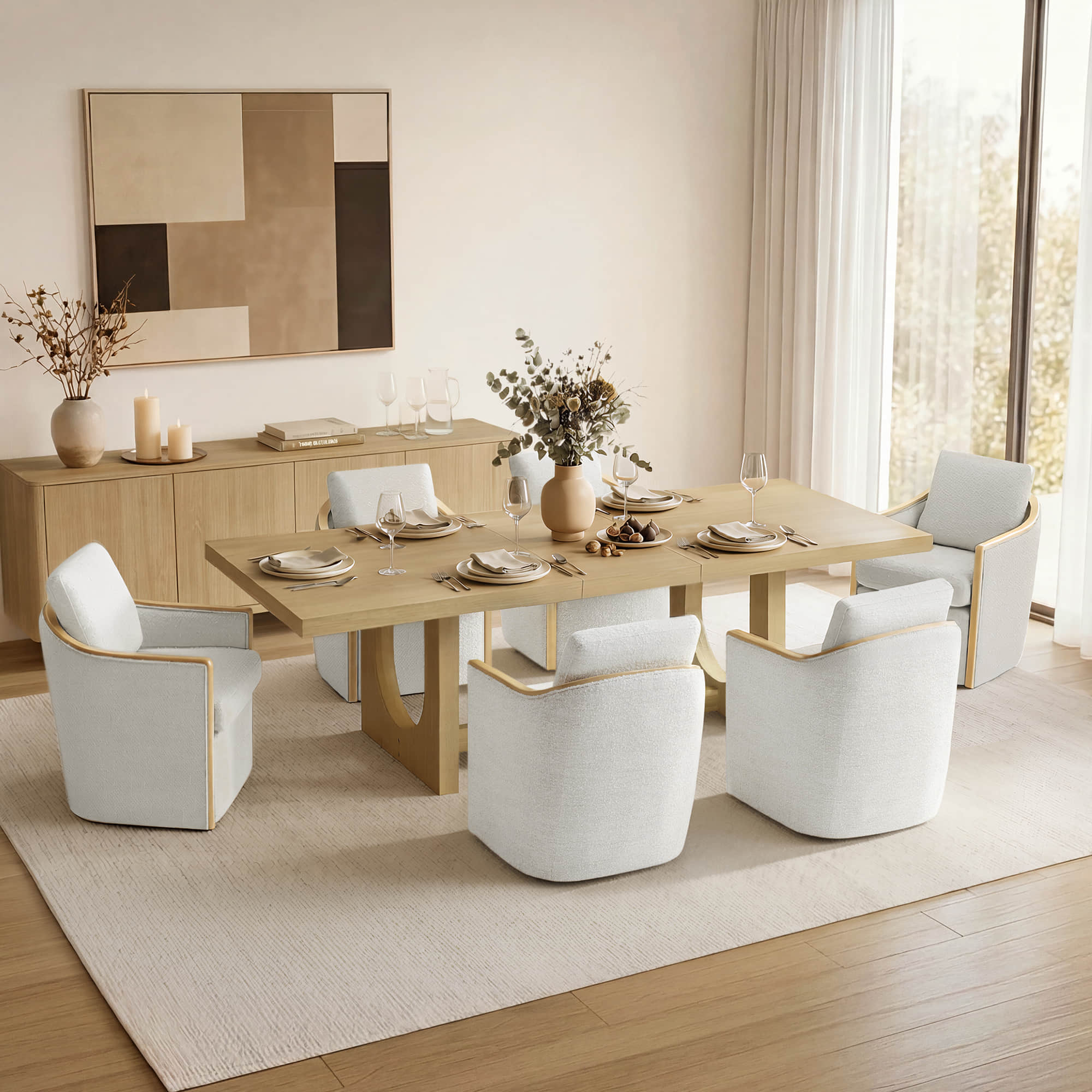 Margie U-Shaped Wood Extendable Dining Table, 78"-95.9" - Image 10