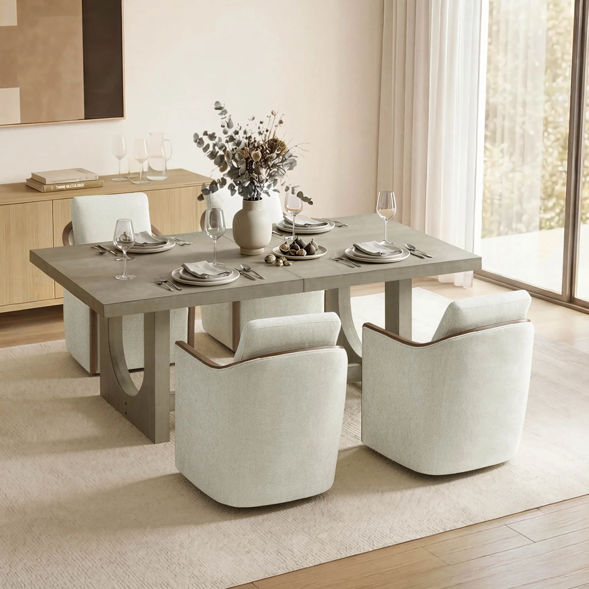Margie U-Shaped Wood Extendable Dining Table, 78"-95.9" - Image 12