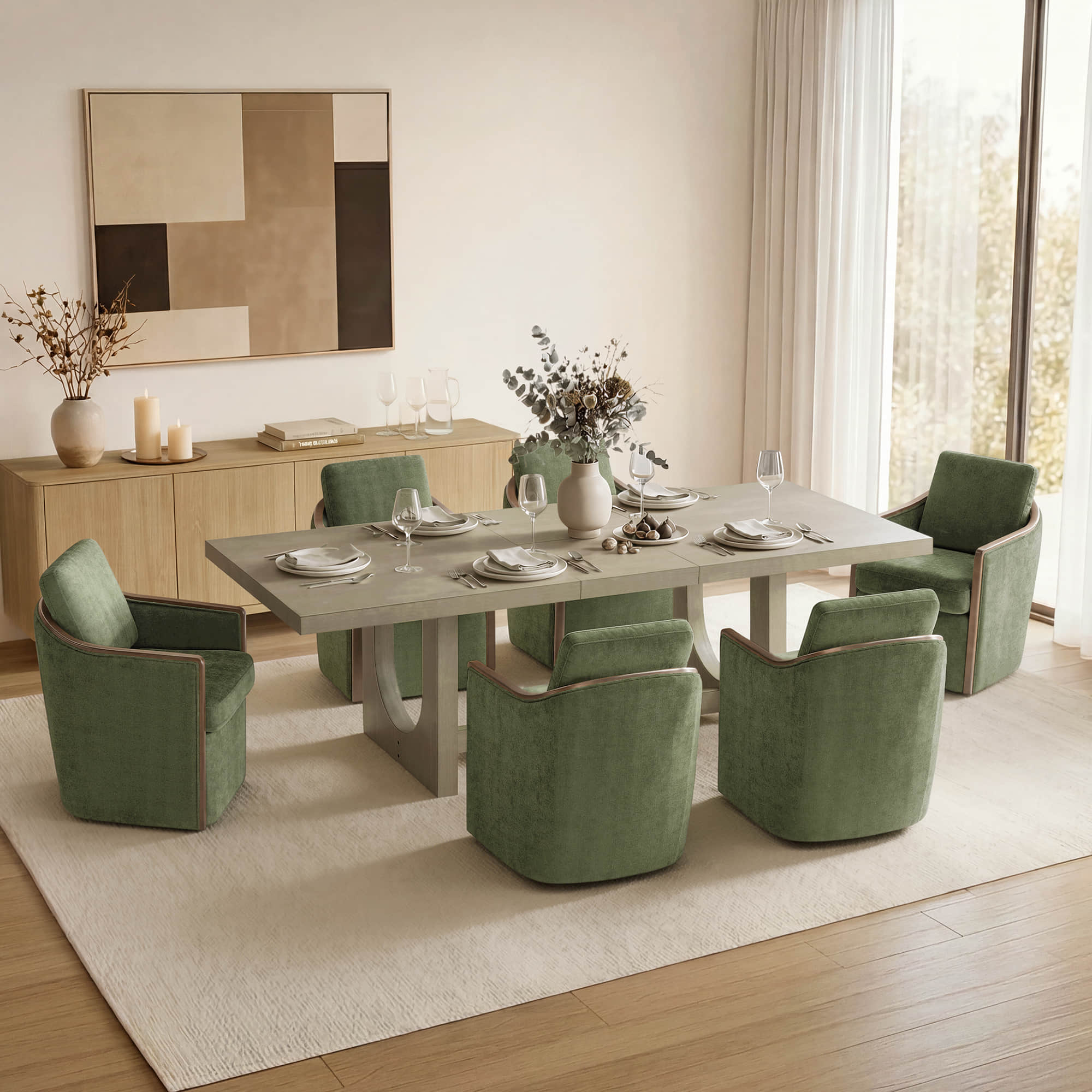 Margie U-Shaped Wood Extendable Dining Table, 78"-95.9" - Image 16