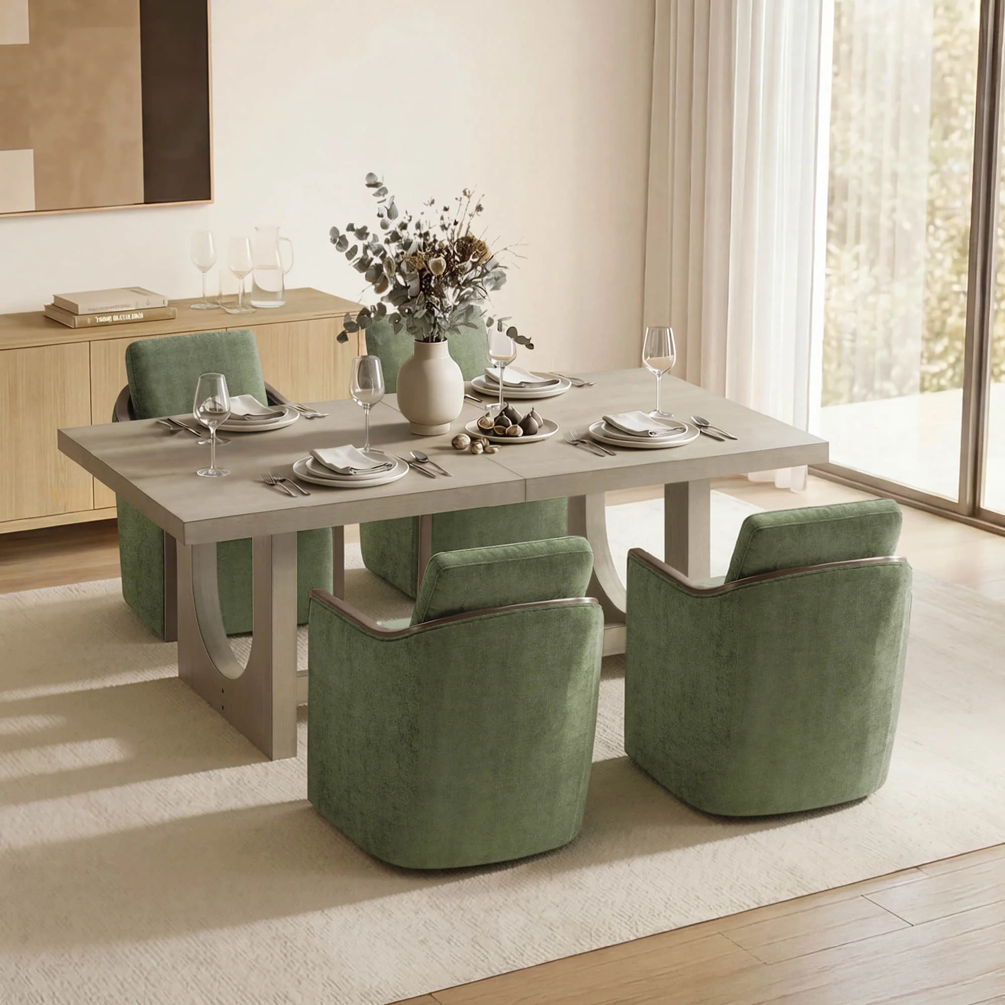 Margie U-Shaped Wood Extendable Dining Table, 78"-95.9" - Image 17