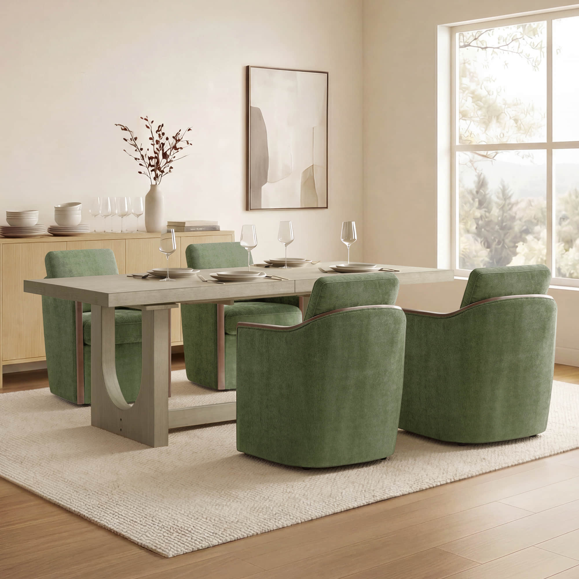 Margie U-Shaped Wood Extendable Dining Table, 78"-95.9" - Image 19
