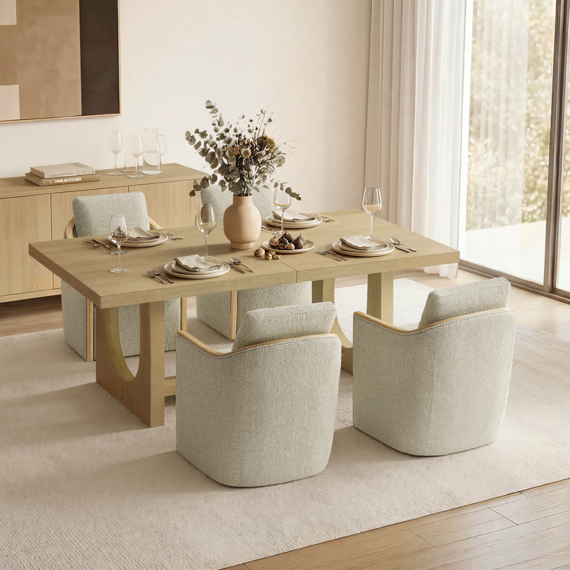 Margie U-Shaped Wood Extendable Dining Table, 78"-95.9" - Image 8