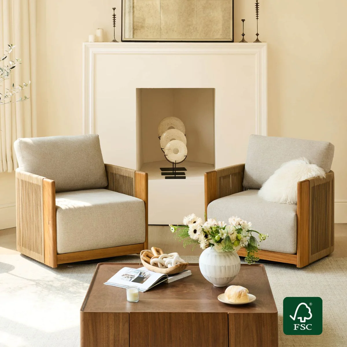 Marisol Outdoor Fully-assembled Rope Wood Accent Chair - Image 2