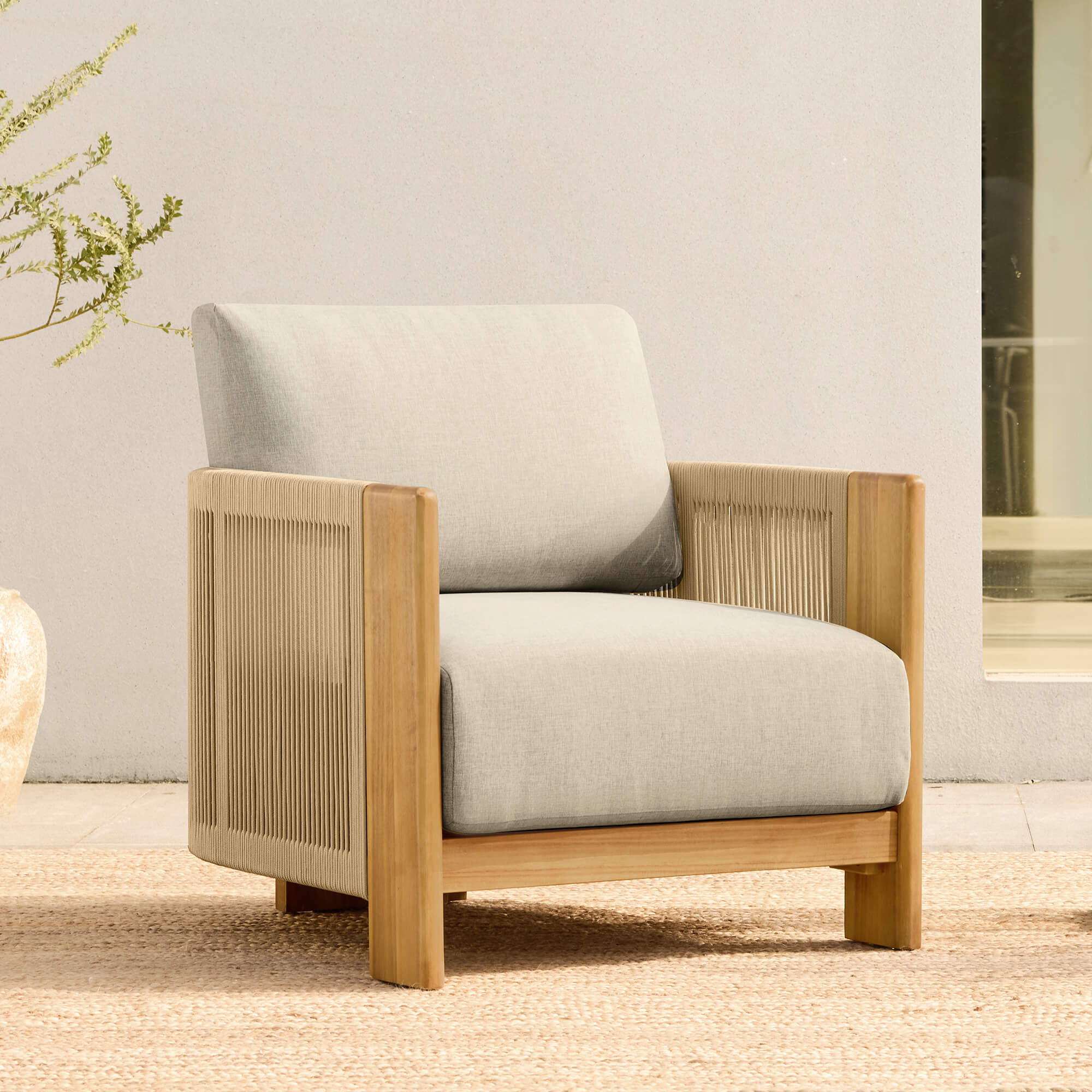 Marisol Outdoor Fully-assembled Rope Wood Accent Chair - Image 4