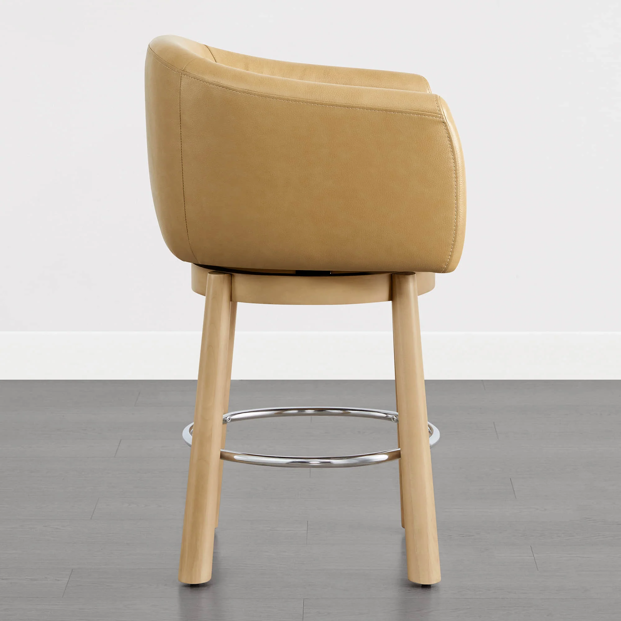 Mateo Barrel Genuine Leather Swivel Bar Stool (Set of 2) - Image 10