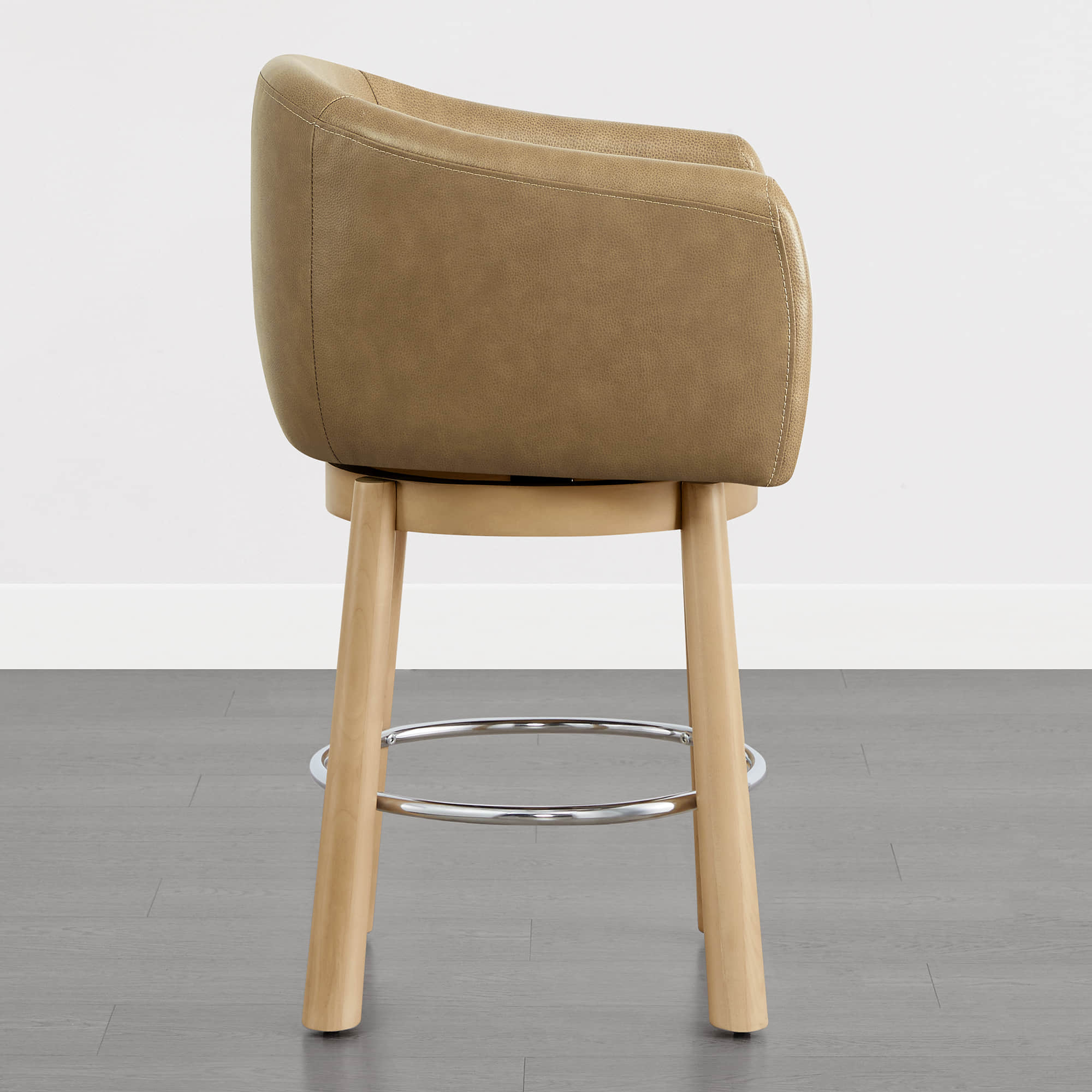 Mateo Barrel Genuine Leather Swivel Bar Stool (Set of 2) - Image 17