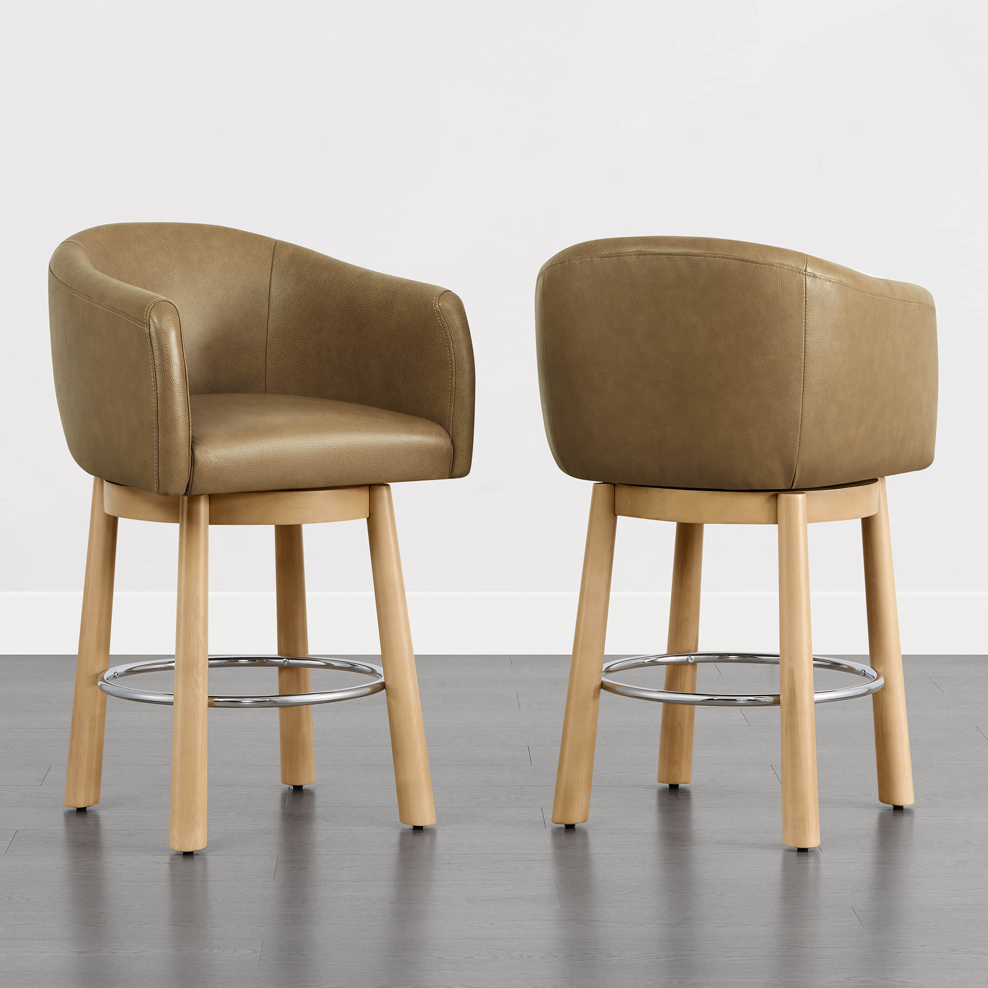 Mateo Barrel Genuine Leather Swivel Bar Stool (Set of 2) - Image 19