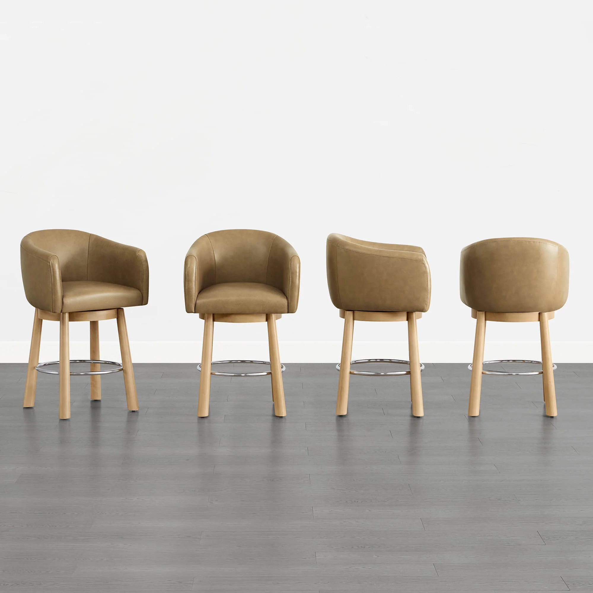 Mateo Barrel Genuine Leather Swivel Bar Stool (Set of 2) - Image 20