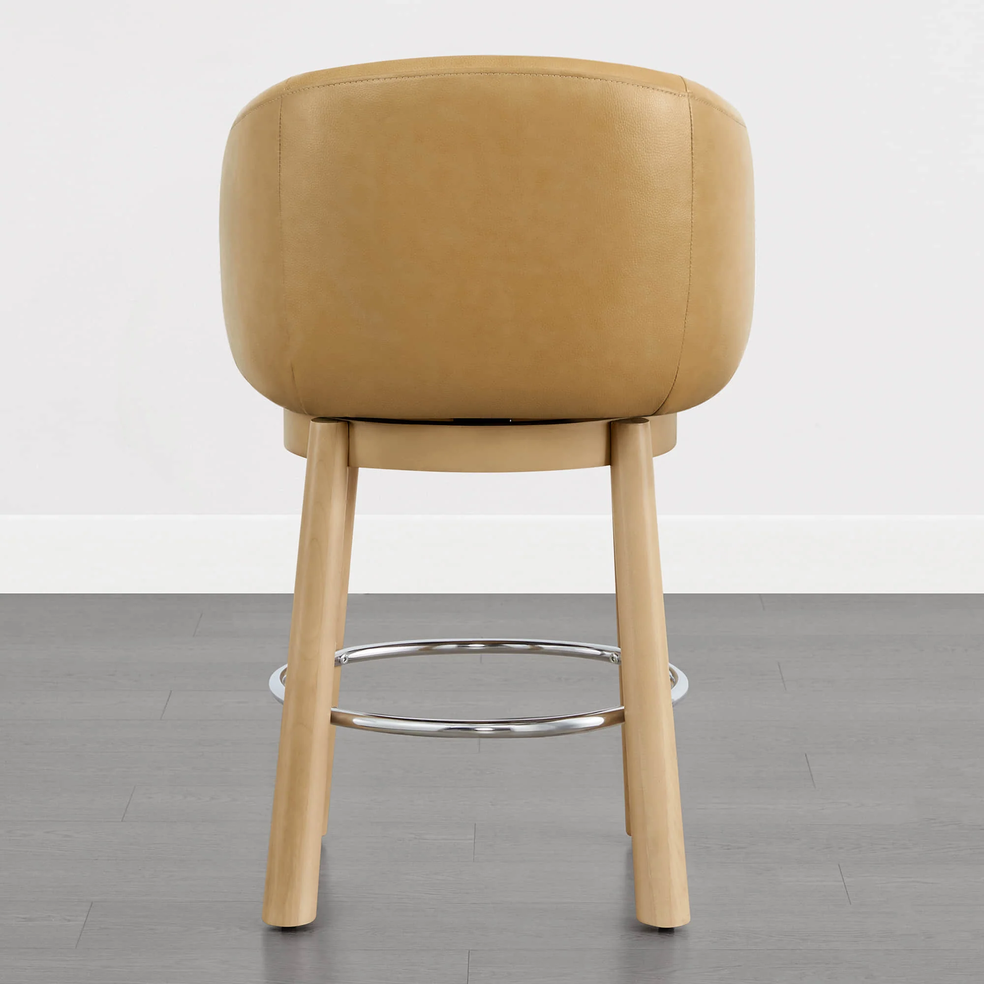 Mateo Barrel Genuine Leather Swivel Bar Stool (Set of 2) - Image 9