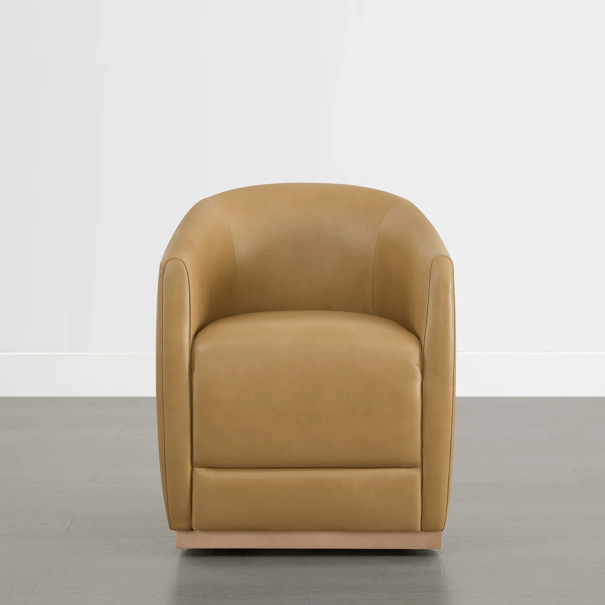 Mateo Curved Genuine Leather Rolling Dining Chair (Set of 2) - Image 25