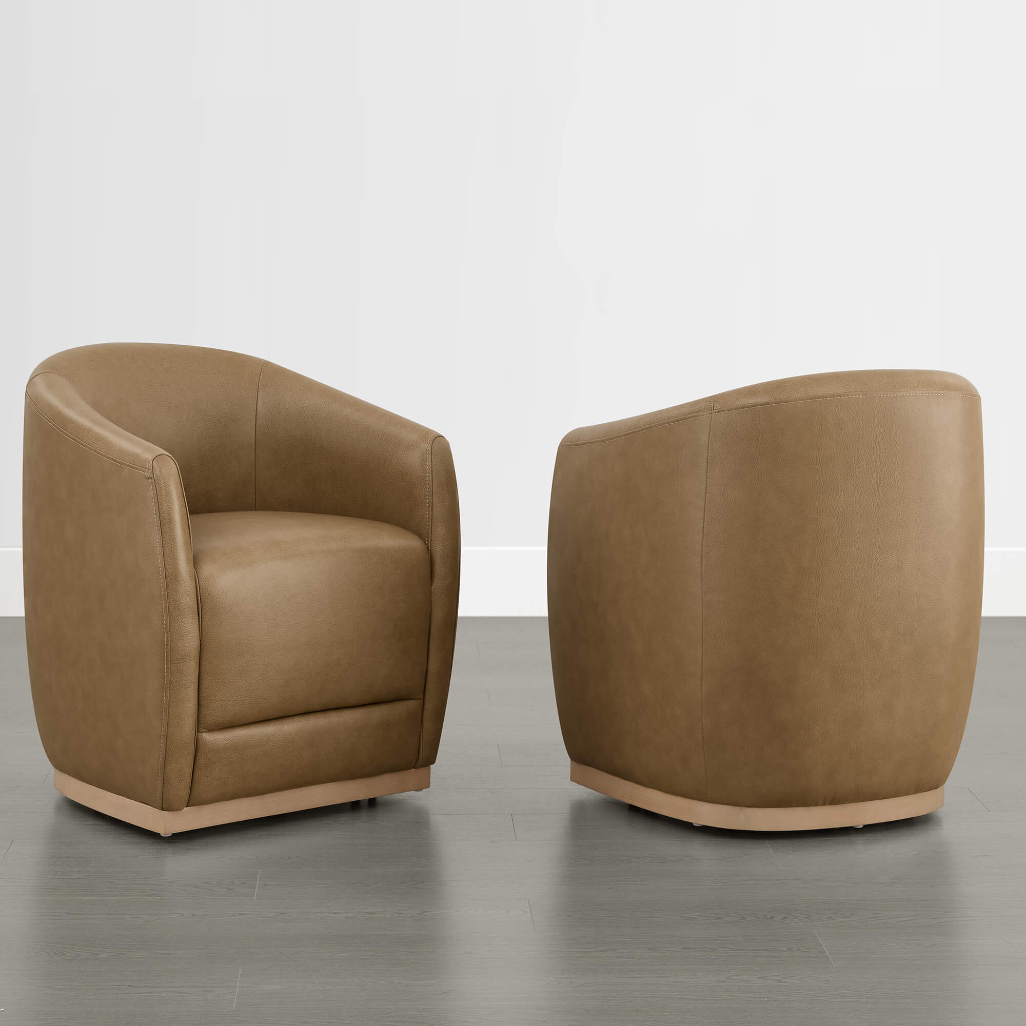 Mateo Curved Genuine Leather Rolling Dining Chair (Set of 2) - Image 33