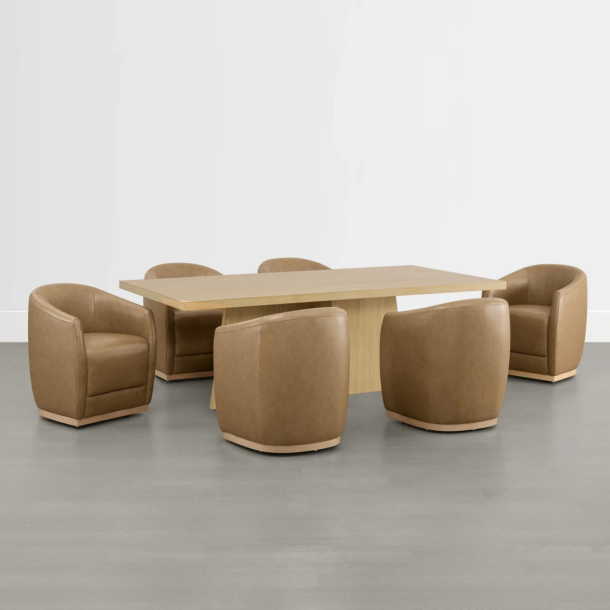 Mateo Curved Genuine Leather Rolling Dining Chair (Set of 2) - Image 38