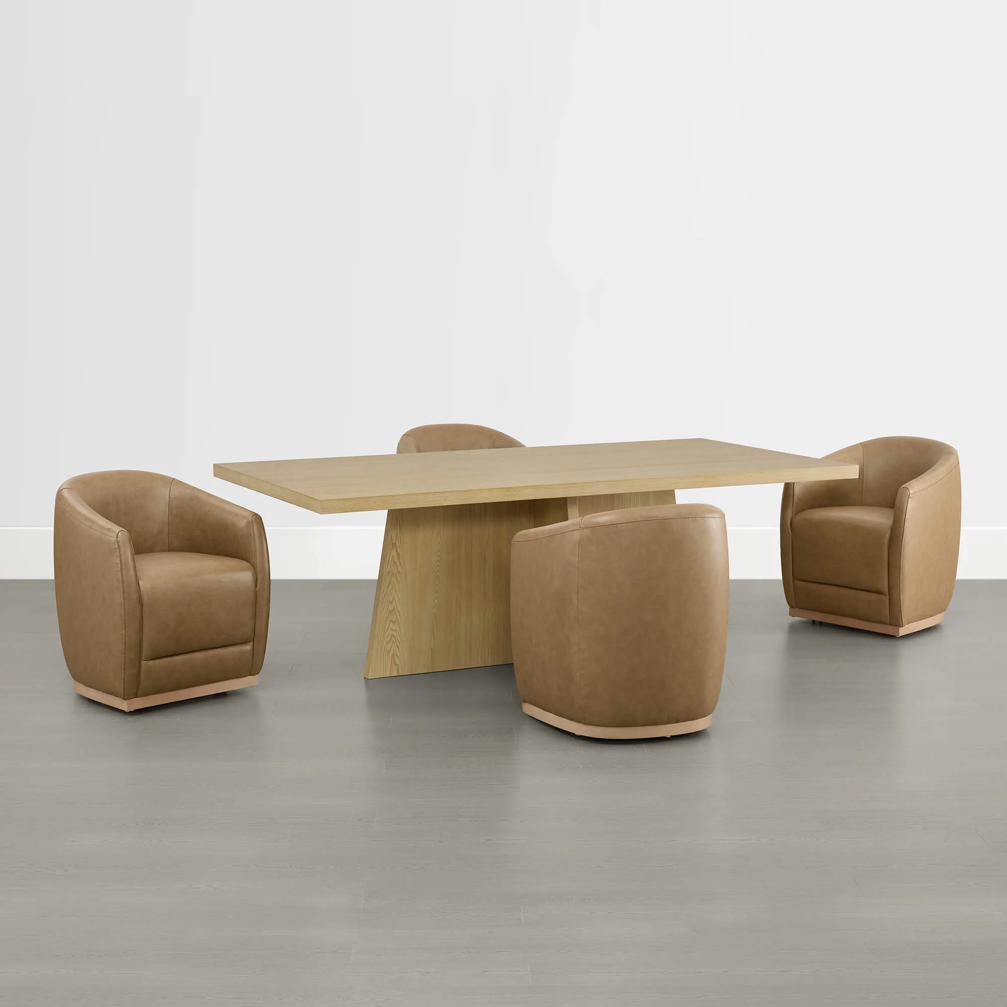Mateo Curved Genuine Leather Rolling Dining Chair (Set of 2) - Image 39