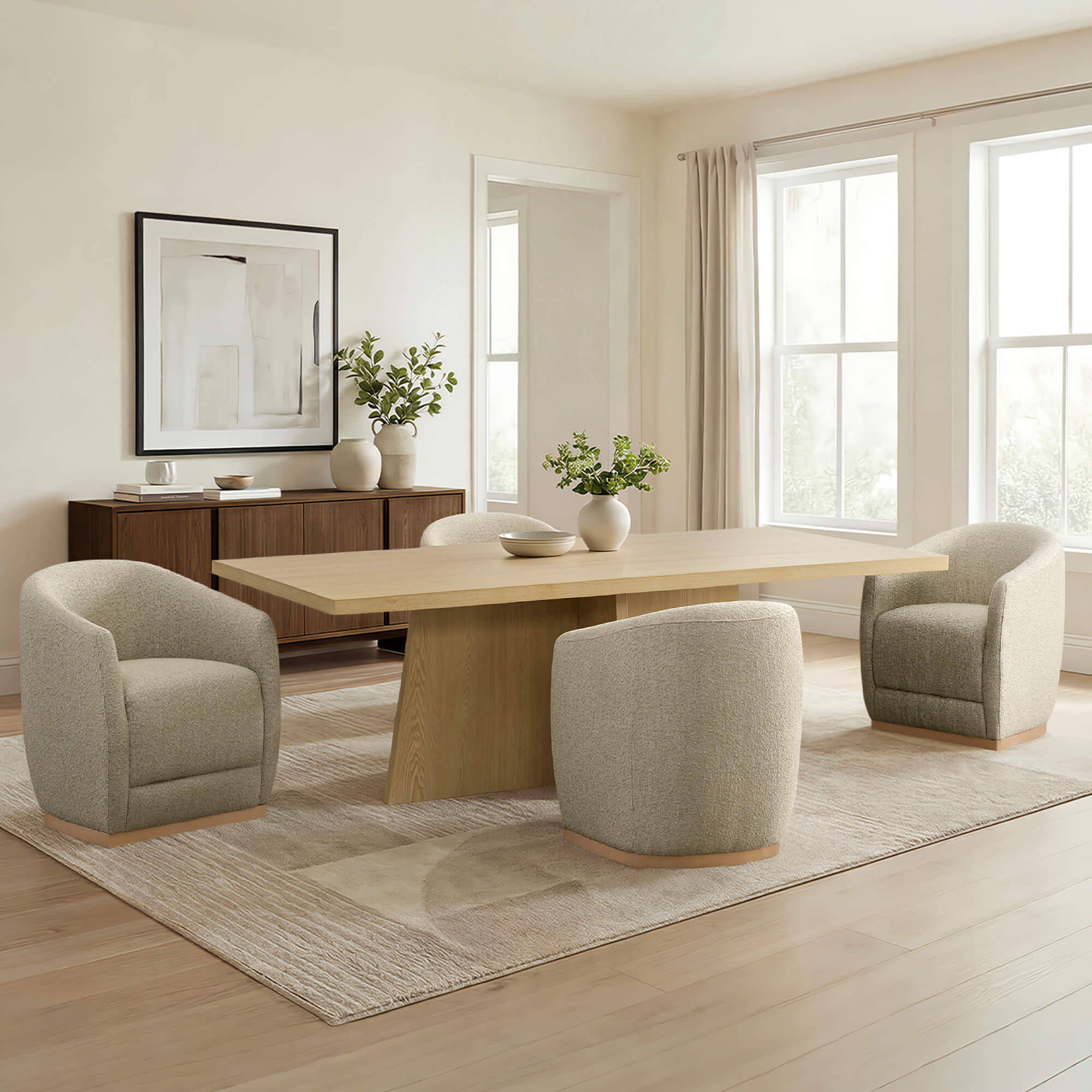 Mateo Curved Genuine Leather Rolling Dining Chair (Set of 2) - Image 44