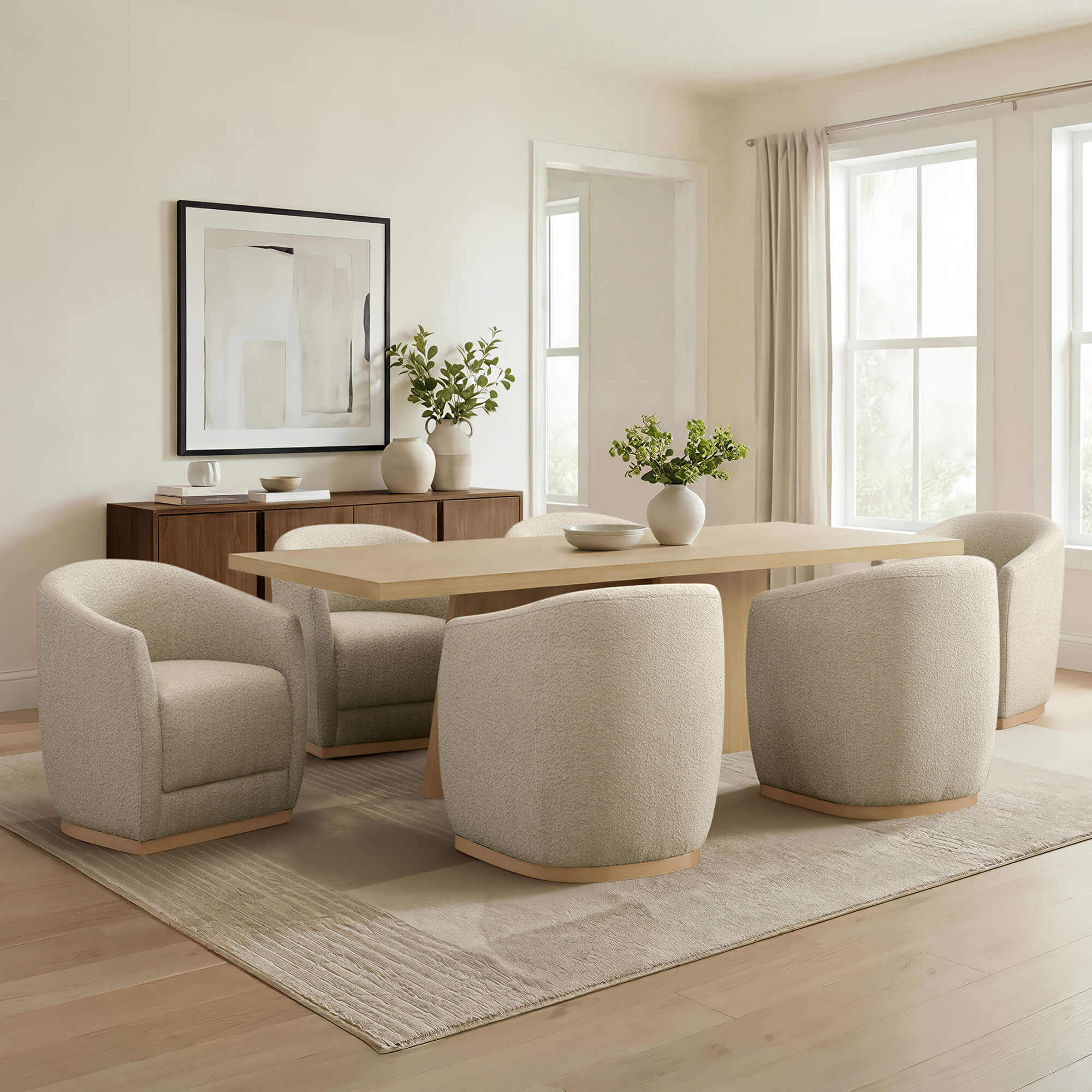Mateo Curved Genuine Leather Rolling Dining Chair (Set of 2) - Image 46