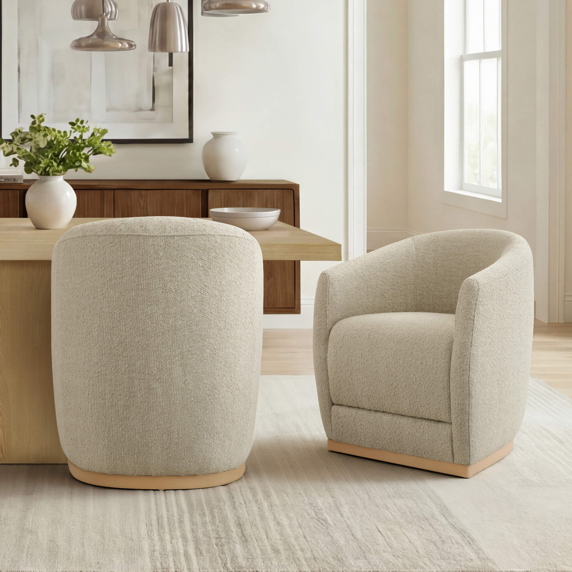 Mateo Curved Genuine Leather Rolling Dining Chair (Set of 2) - Image 47