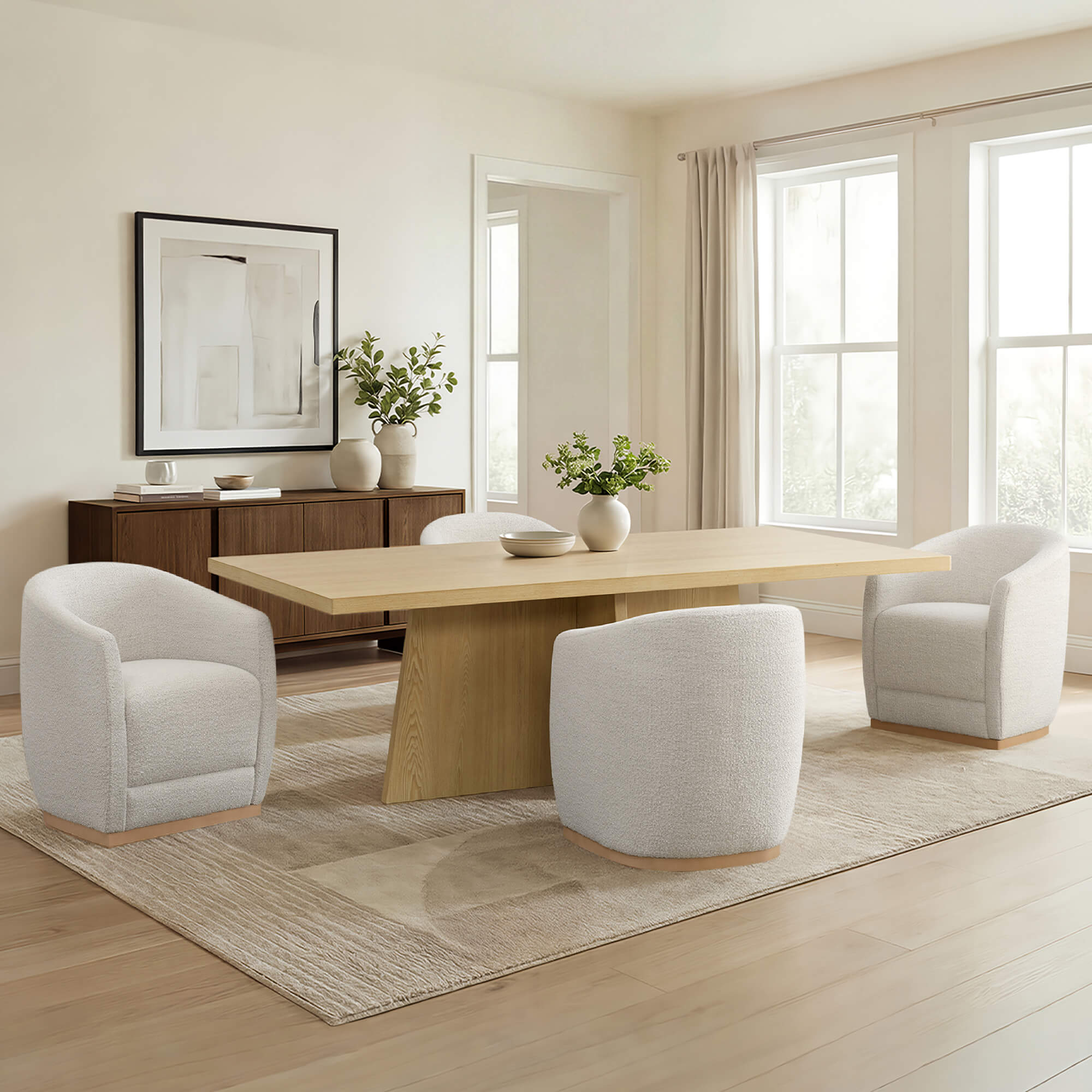 Mateo Curved Genuine Leather Rolling Dining Chair (Set of 2) - Image 49