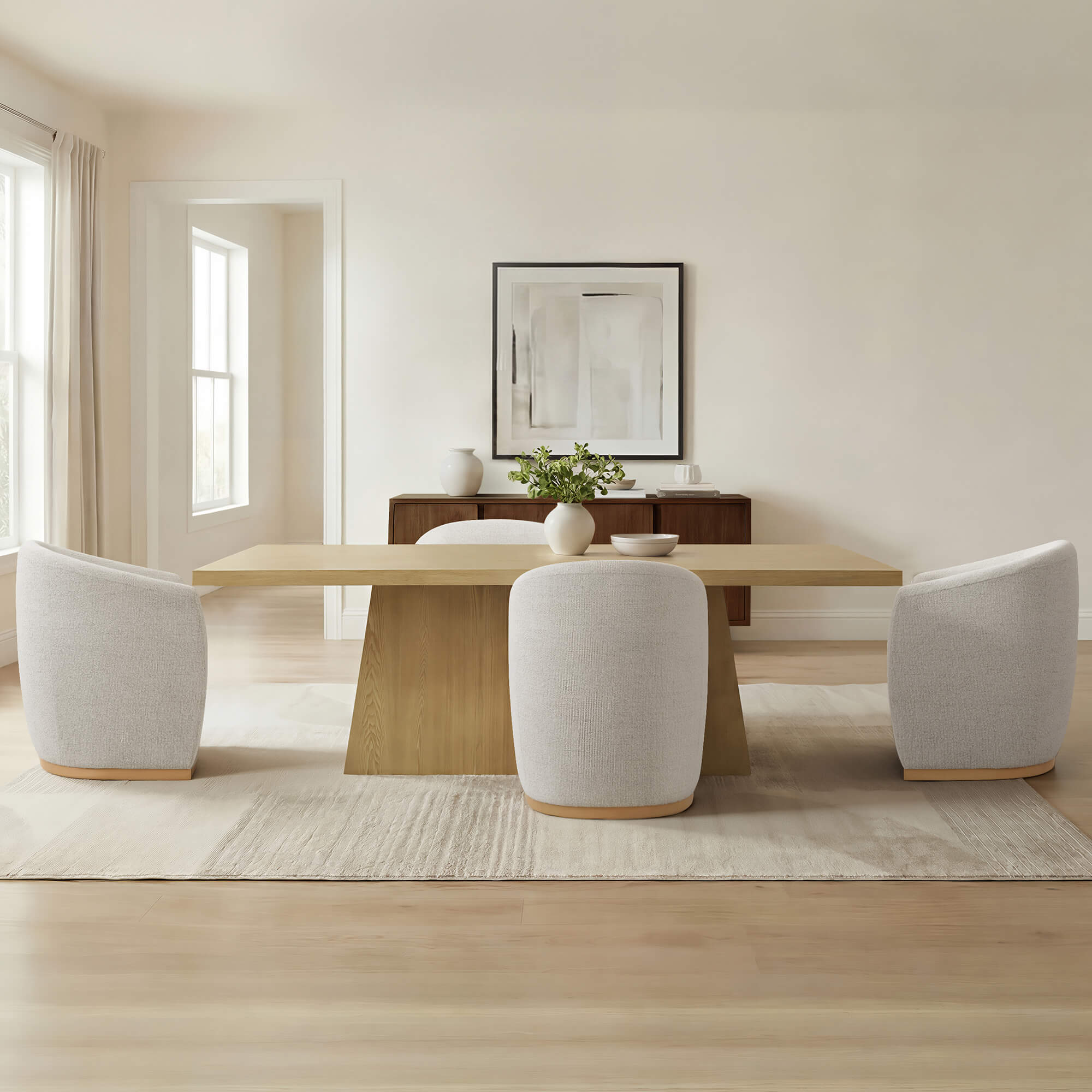 Mateo Curved Genuine Leather Rolling Dining Chair (Set of 2) - Image 50