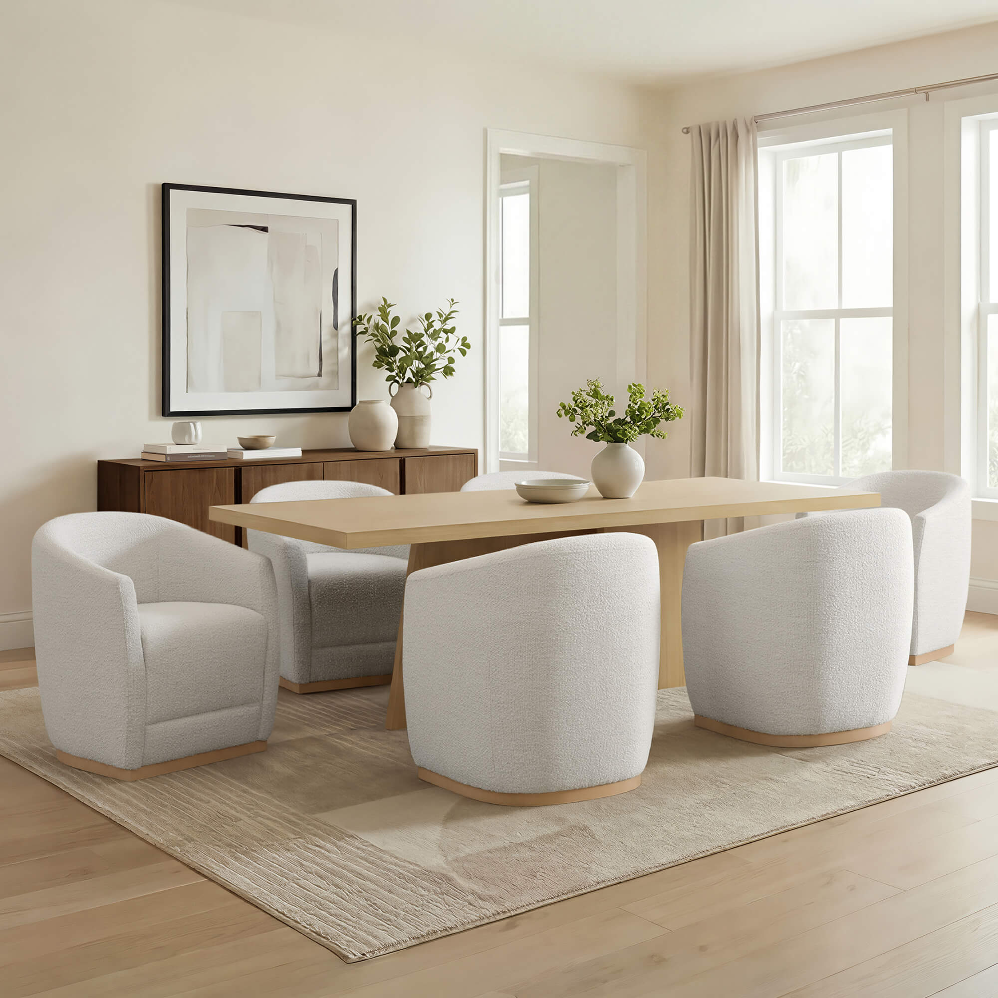 Mateo Curved Genuine Leather Rolling Dining Chair (Set of 2) - Image 51