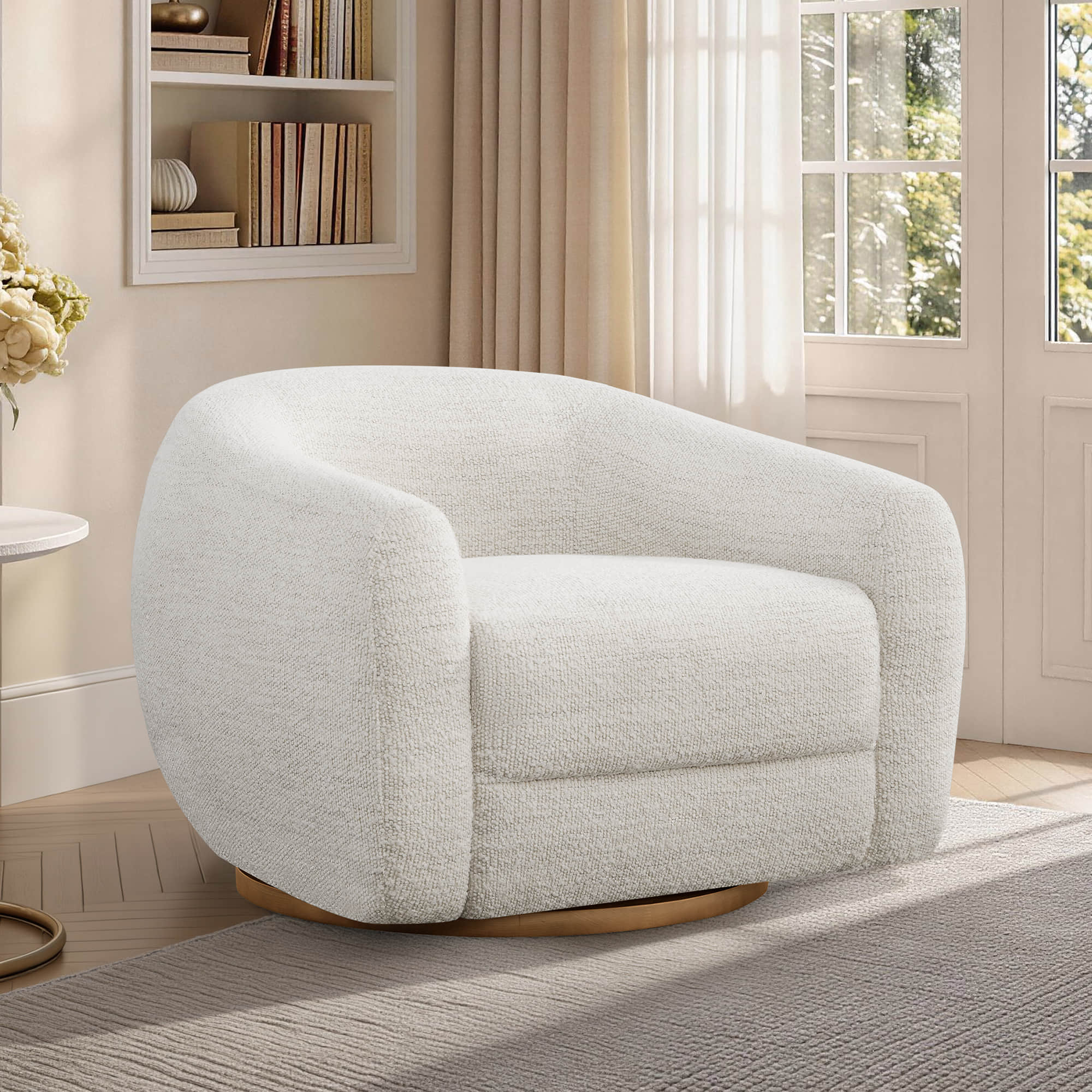 Mateo Modern Genuine Leather Swivel Accent Chair - Image 11
