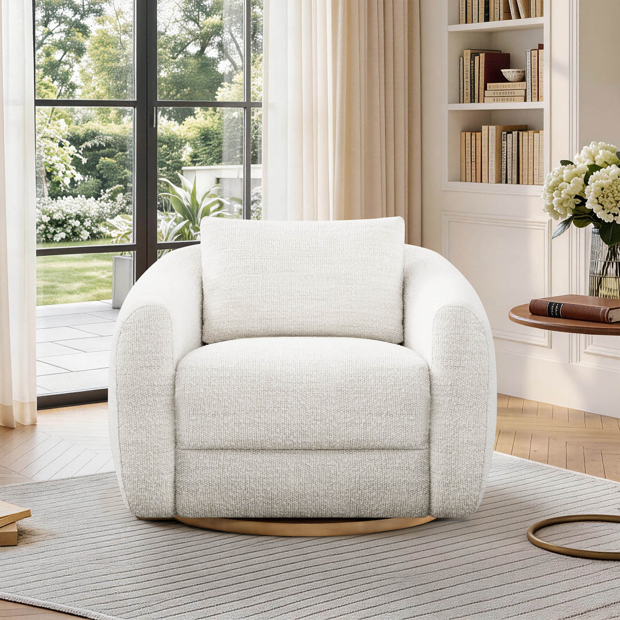 Mateo Modern Genuine Leather Swivel Accent Chair - Image 13