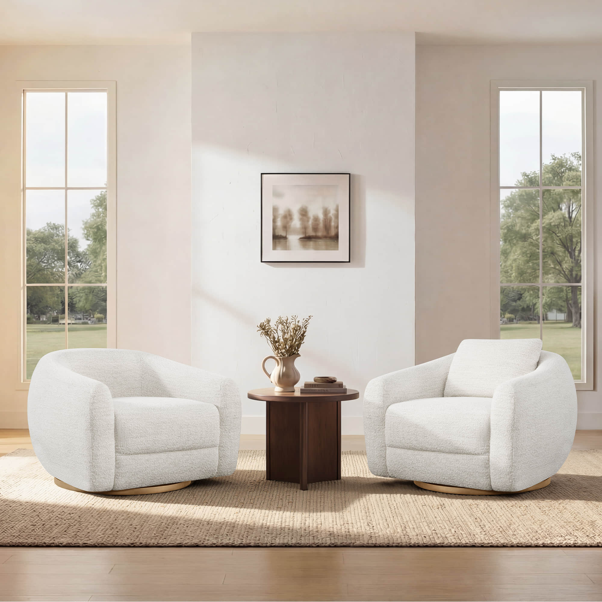 Mateo Modern Genuine Leather Swivel Accent Chair - Image 14
